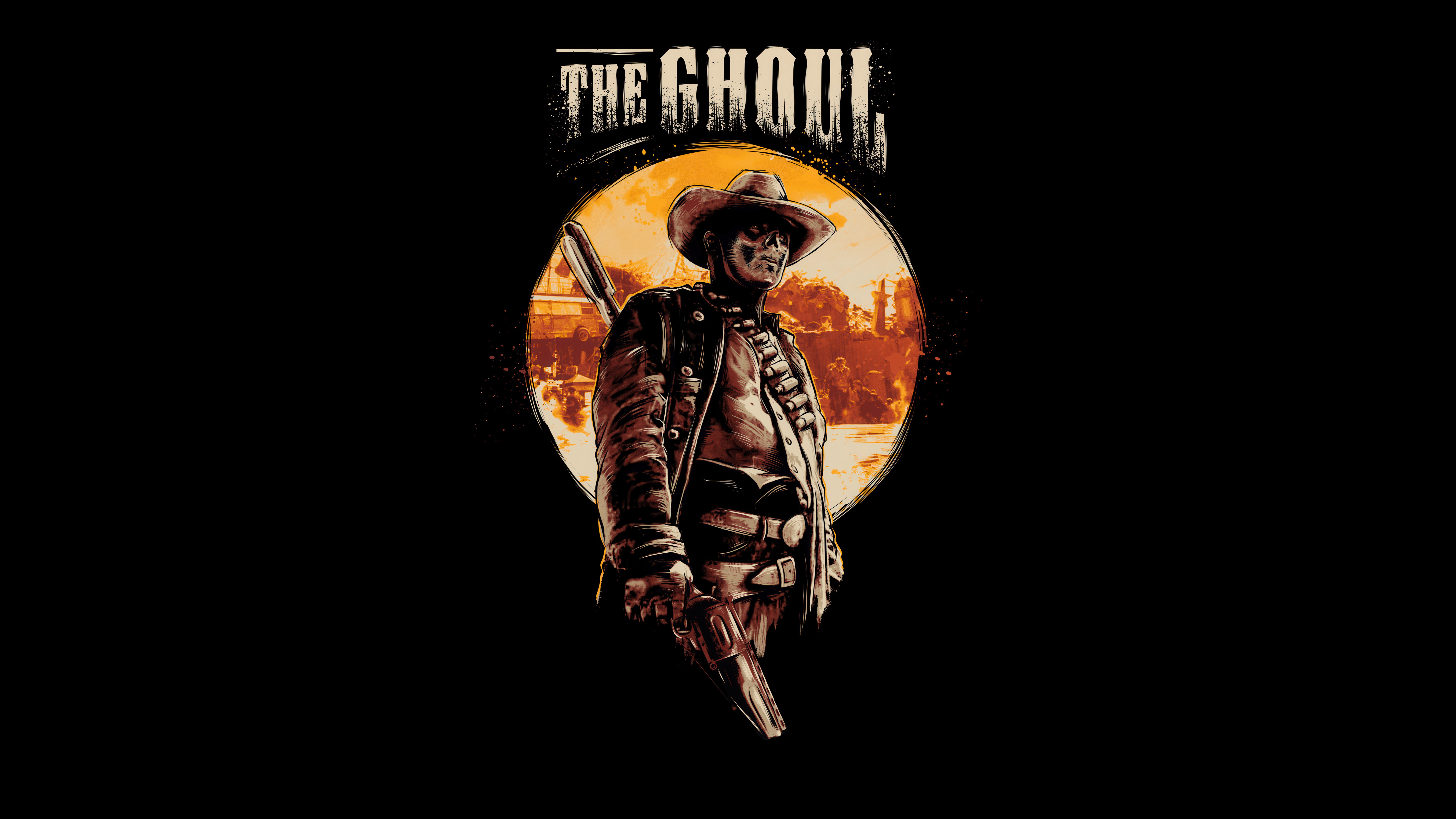 Fallout, Ghoul, Faroeste, Gótico, 5K, 8K, AMOLED, Fundo preto