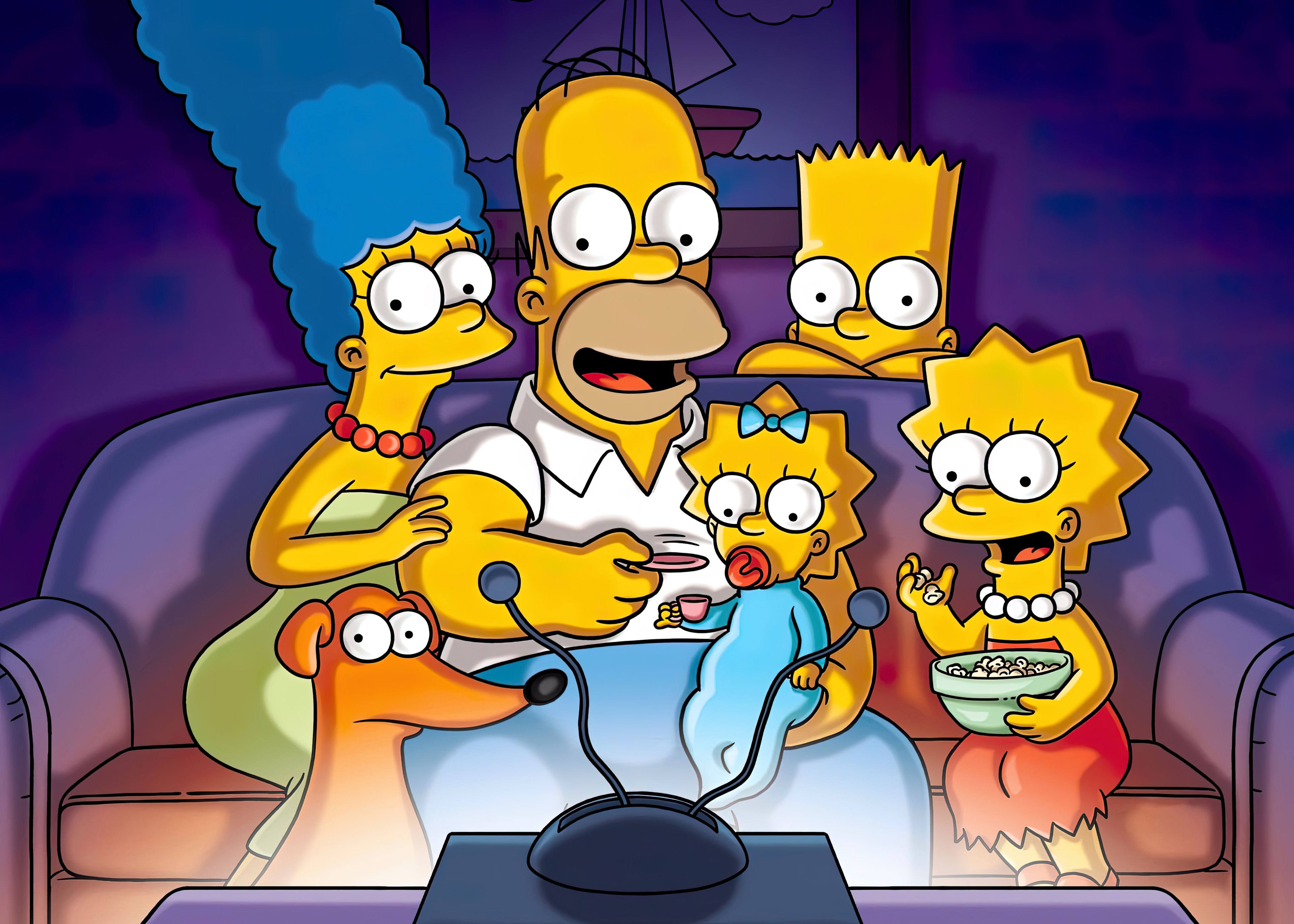 Família Simpson, Os Simpsons, Ajudante do Papai Noel, Homer Simpson, Marge Simpson, Bart Simpson, Lisa Simpson, Maggie Simpson