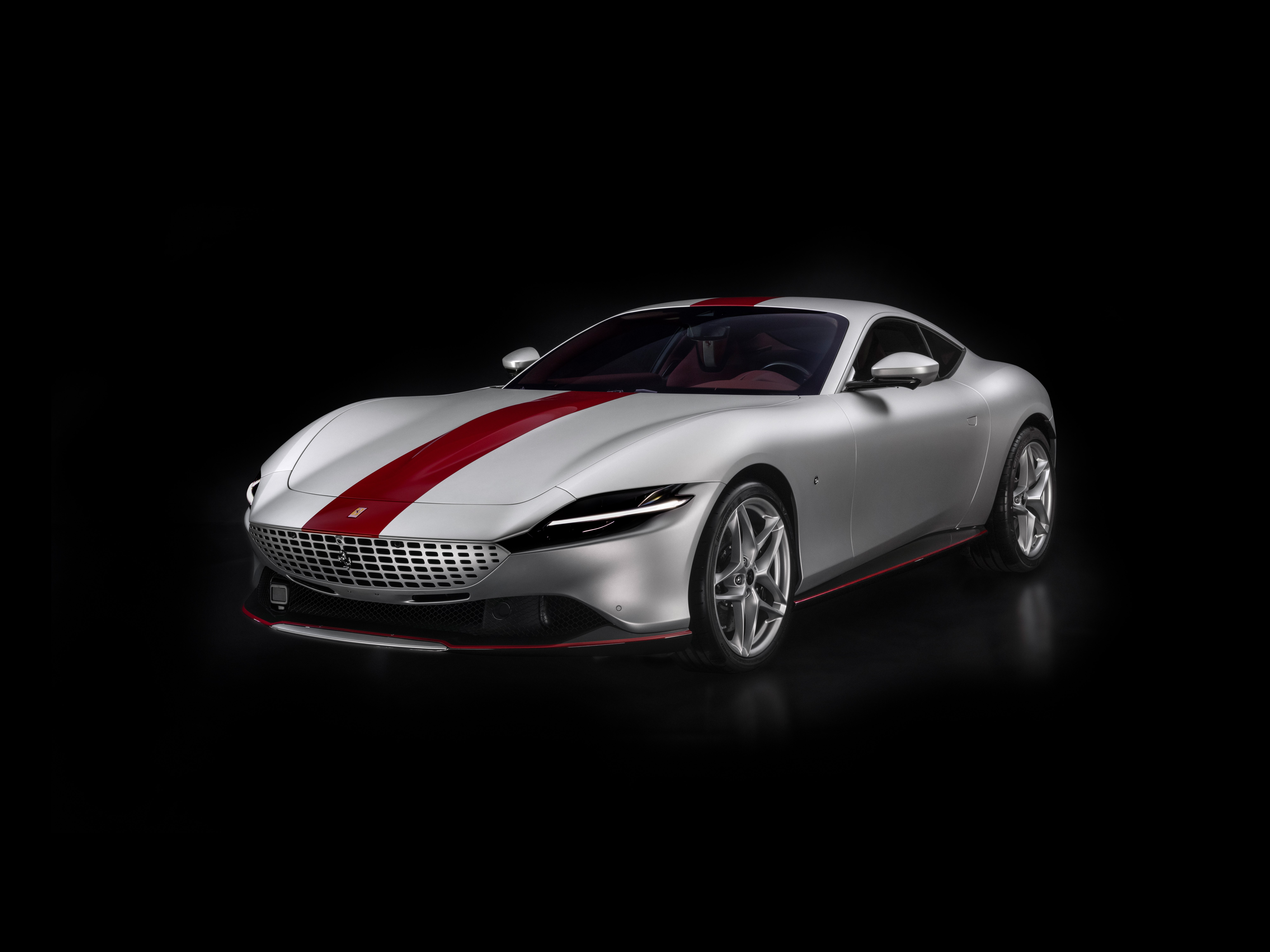 Ferrari Roma, AMOLED, Carros esportivos, Fundo preto, 30 Years Edition, Anniversary Edition, 5K, 8K