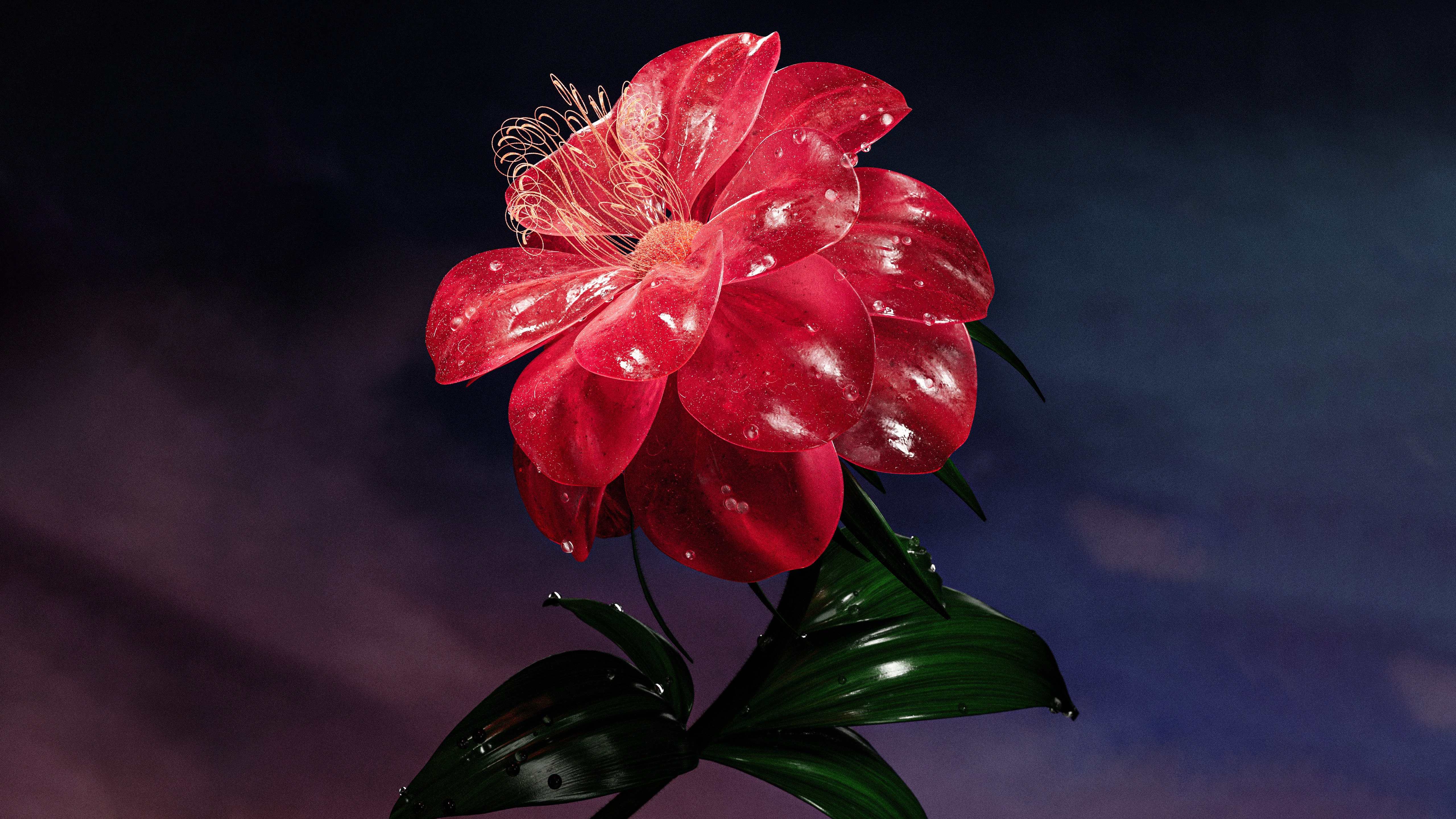 Flor vermelha, Bloom, Arte de IA, Elegante, 5K