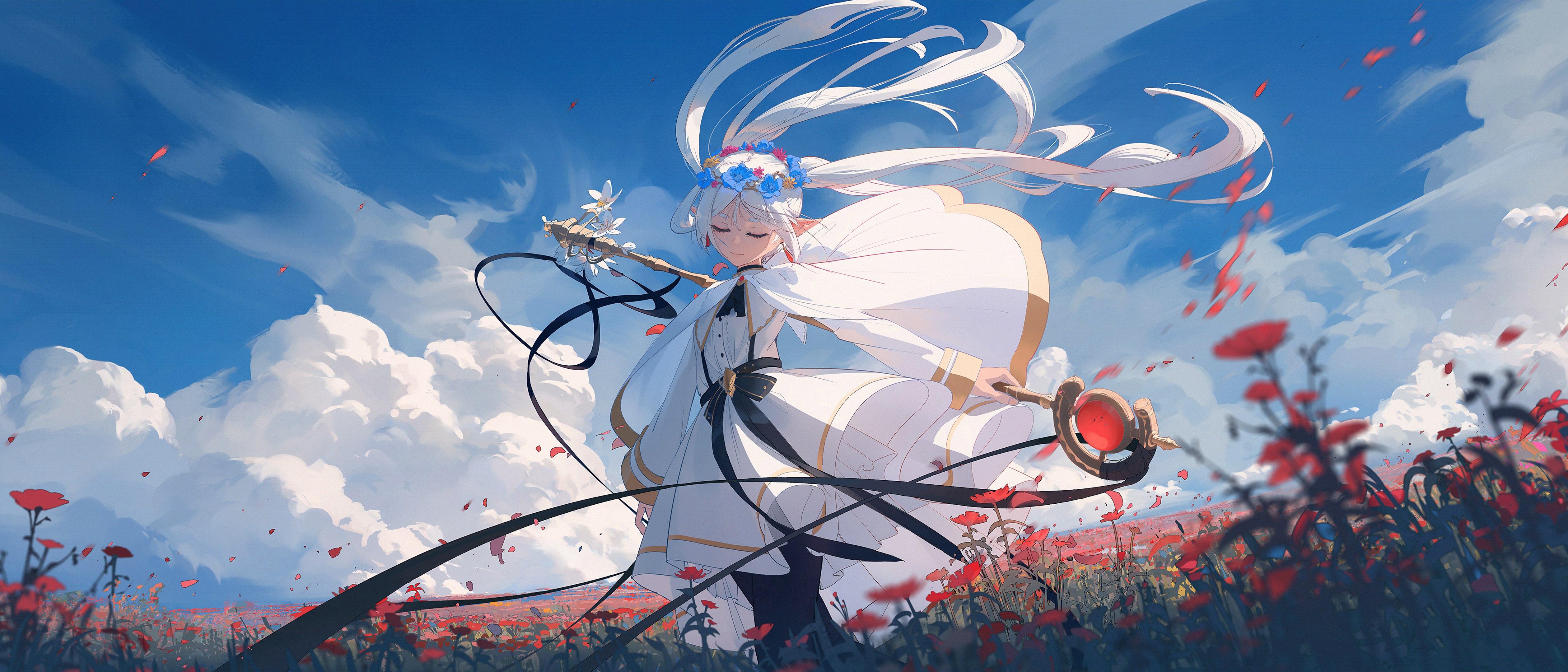 Frieren, Ultrawide, Garota de anime, Frieren: Beyond Journey's End