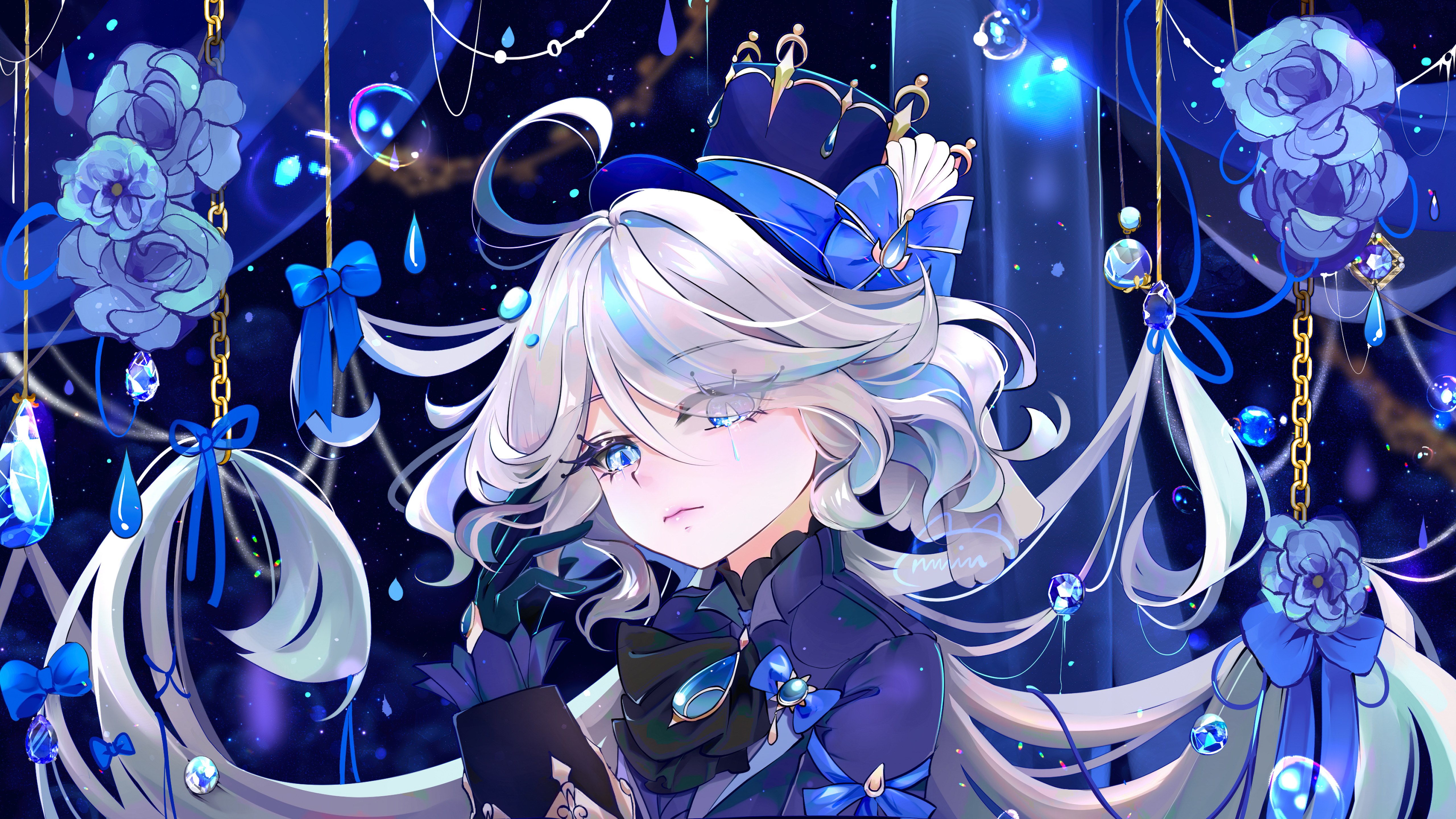Furina, Estética azul, Garota de anime, Genshin Impact, 5K