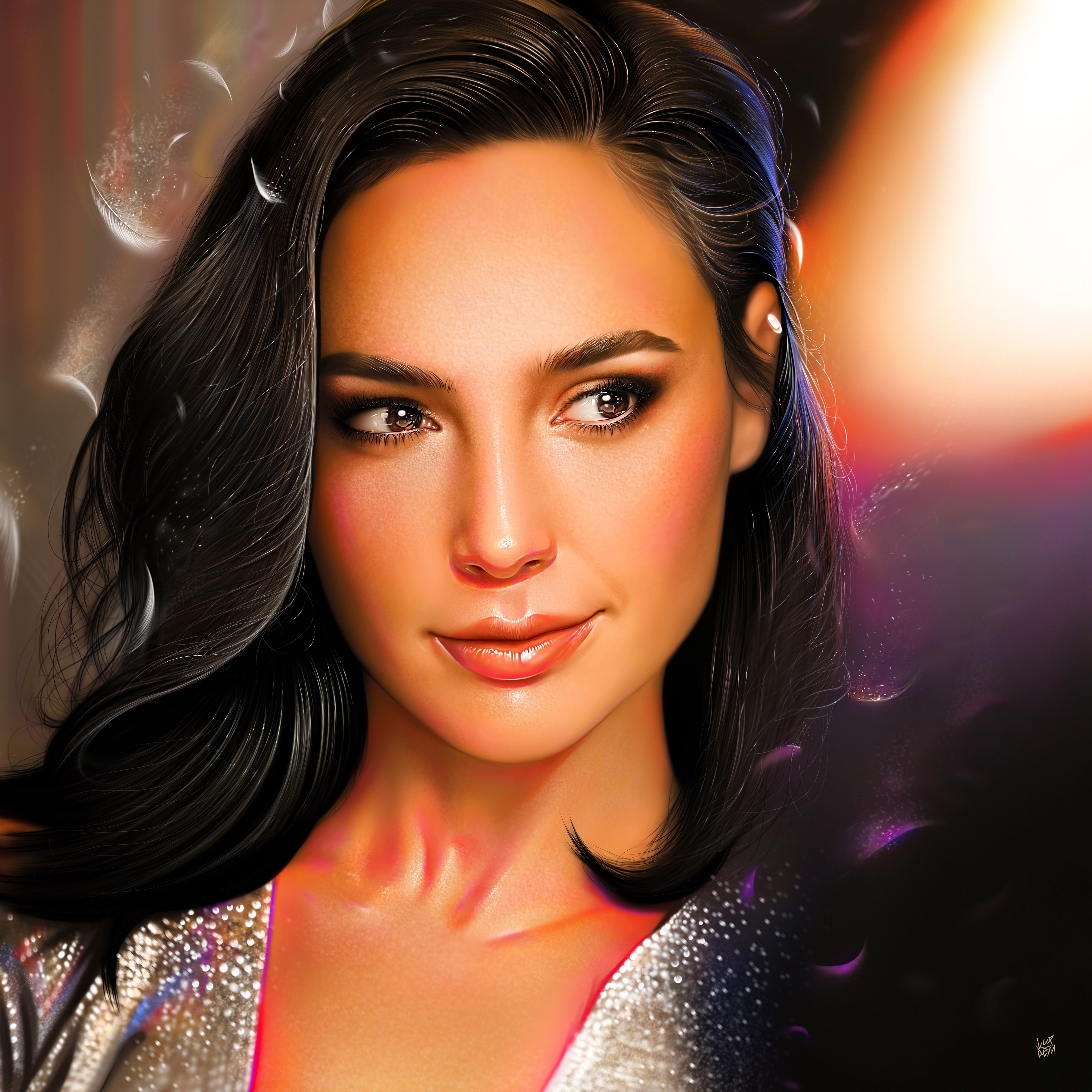 Gal Gadot, 5K, Atriz linda, Atriz americana, Fundos girly, Retrato