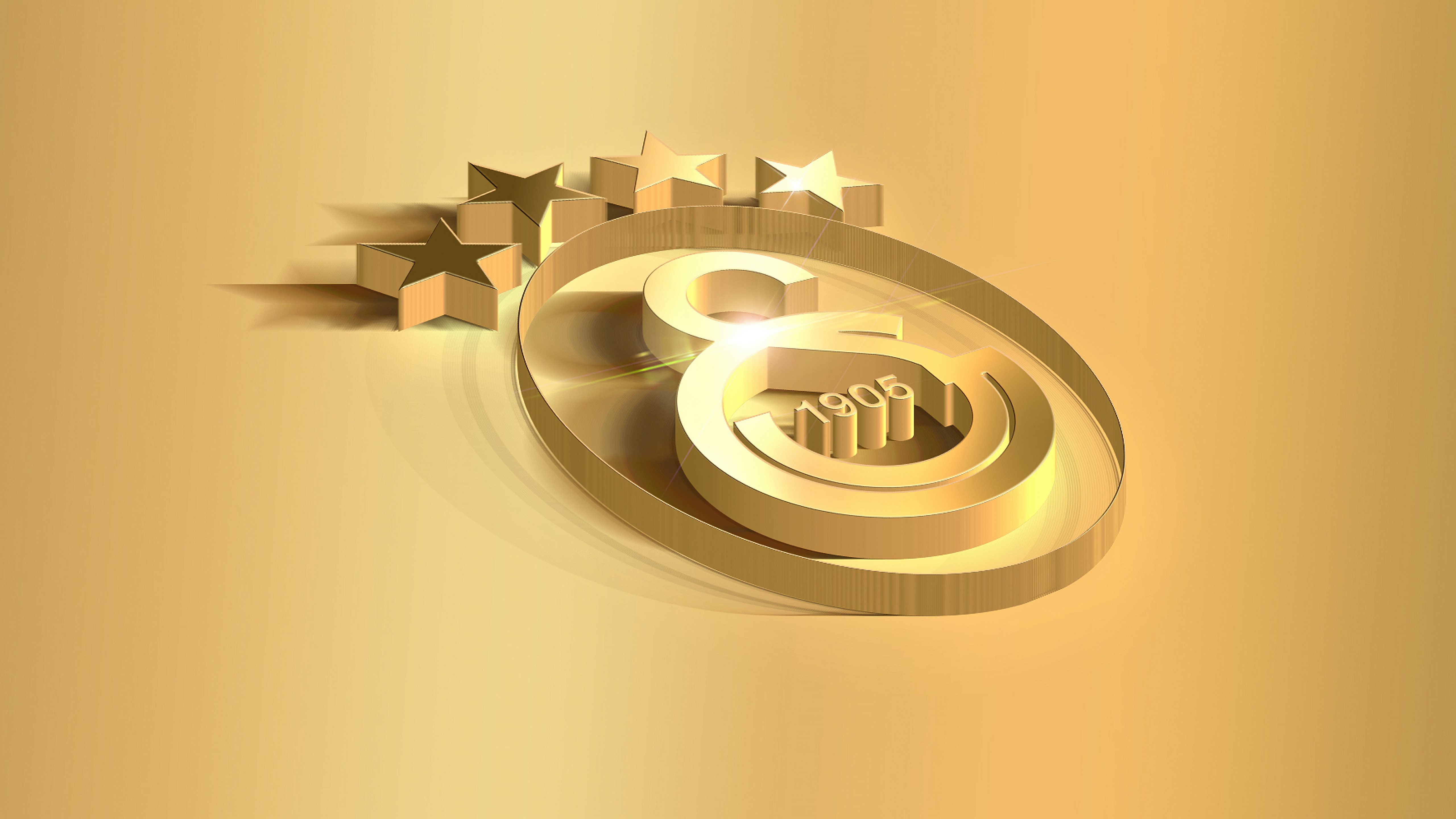 Galatasaray, Fundo 3D, Logotipo, 5K, Clube esportivo turco, Clube de futebol, Fundo dourado