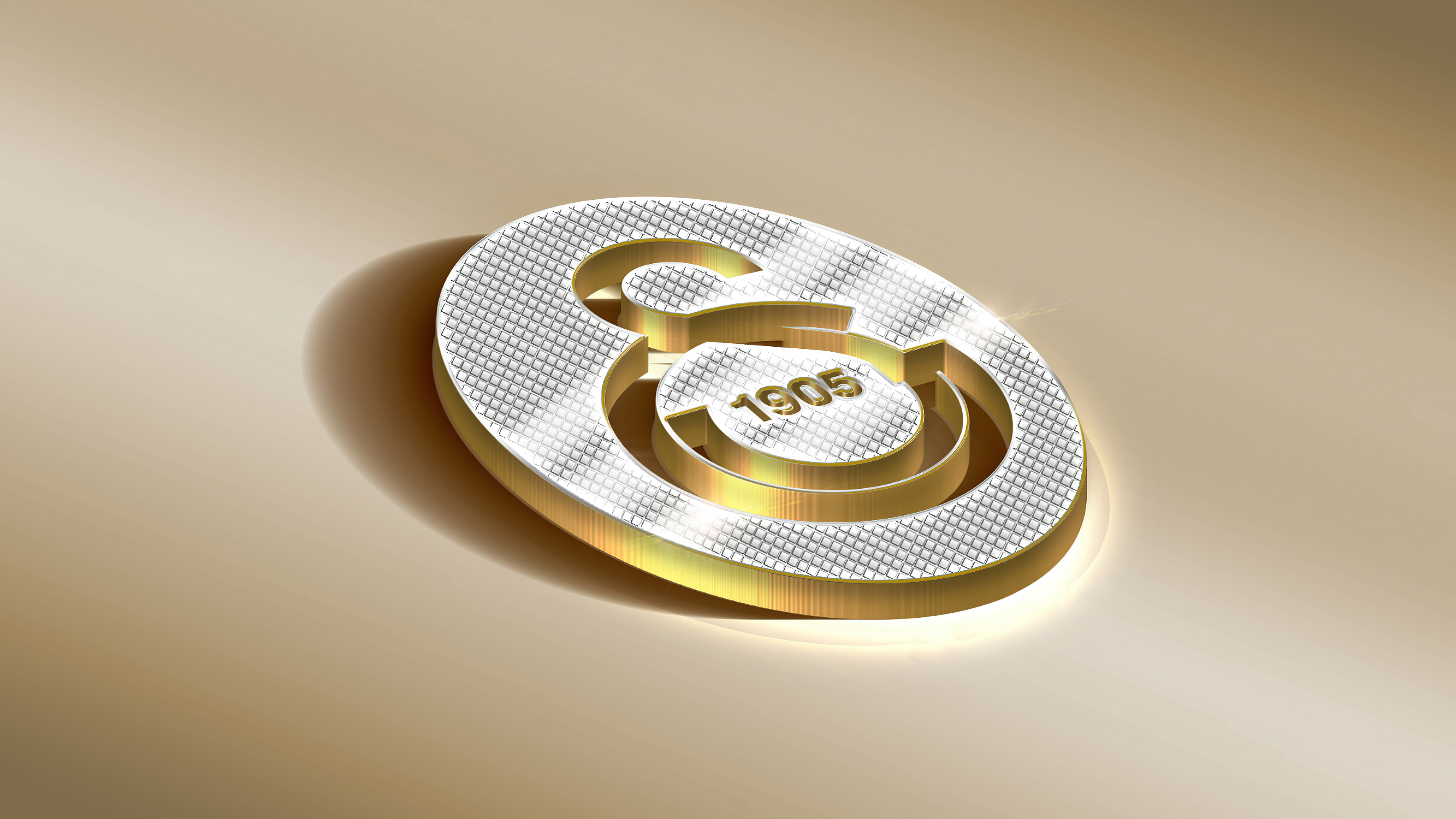 Galatasaray, Logo, Fundo 3D, 5K, Clube esportivo turco, Clube de futebol, Fundo dourado