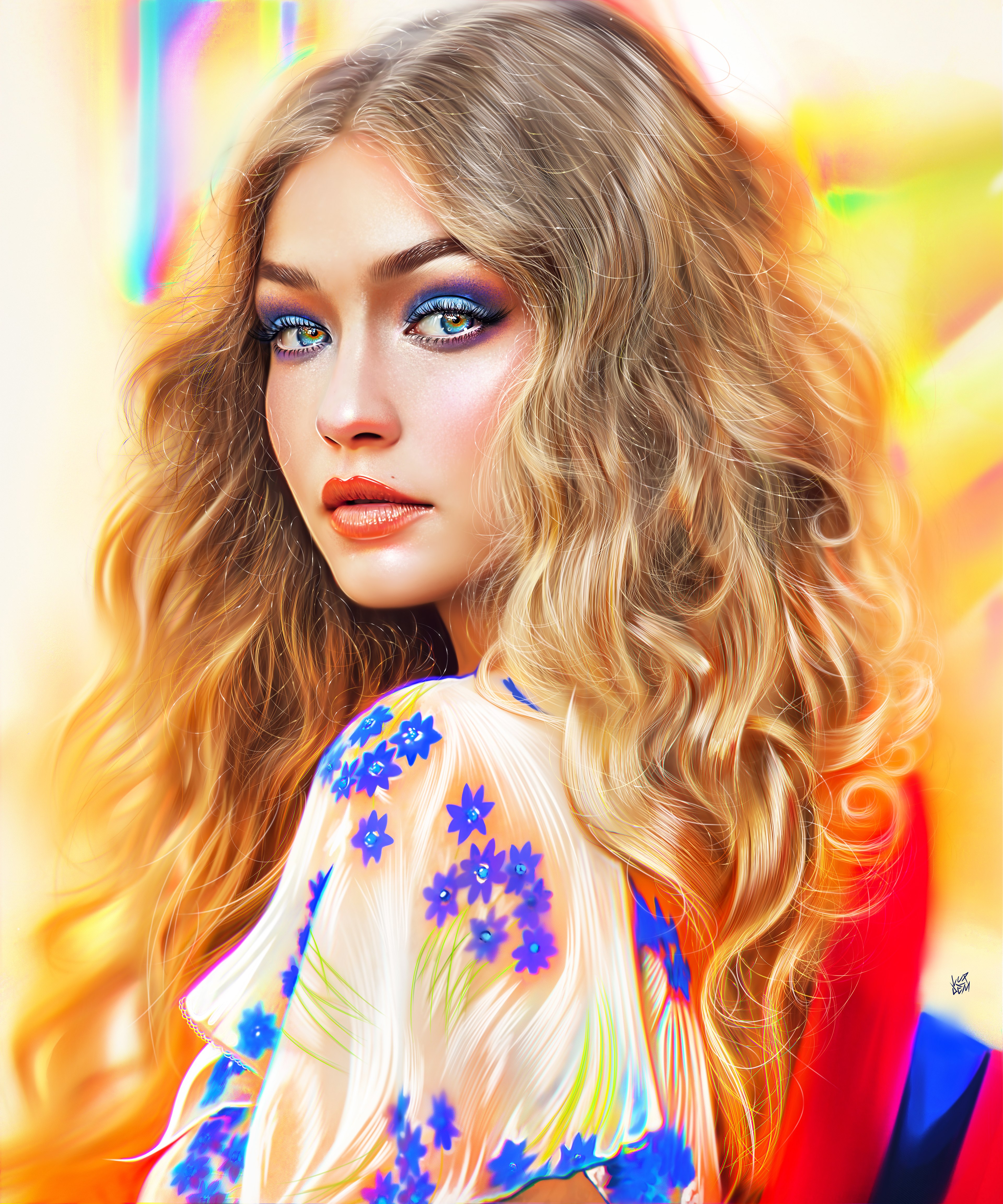 Gigi Hadid, Arte, Modelo americana, Retrato, Pintura