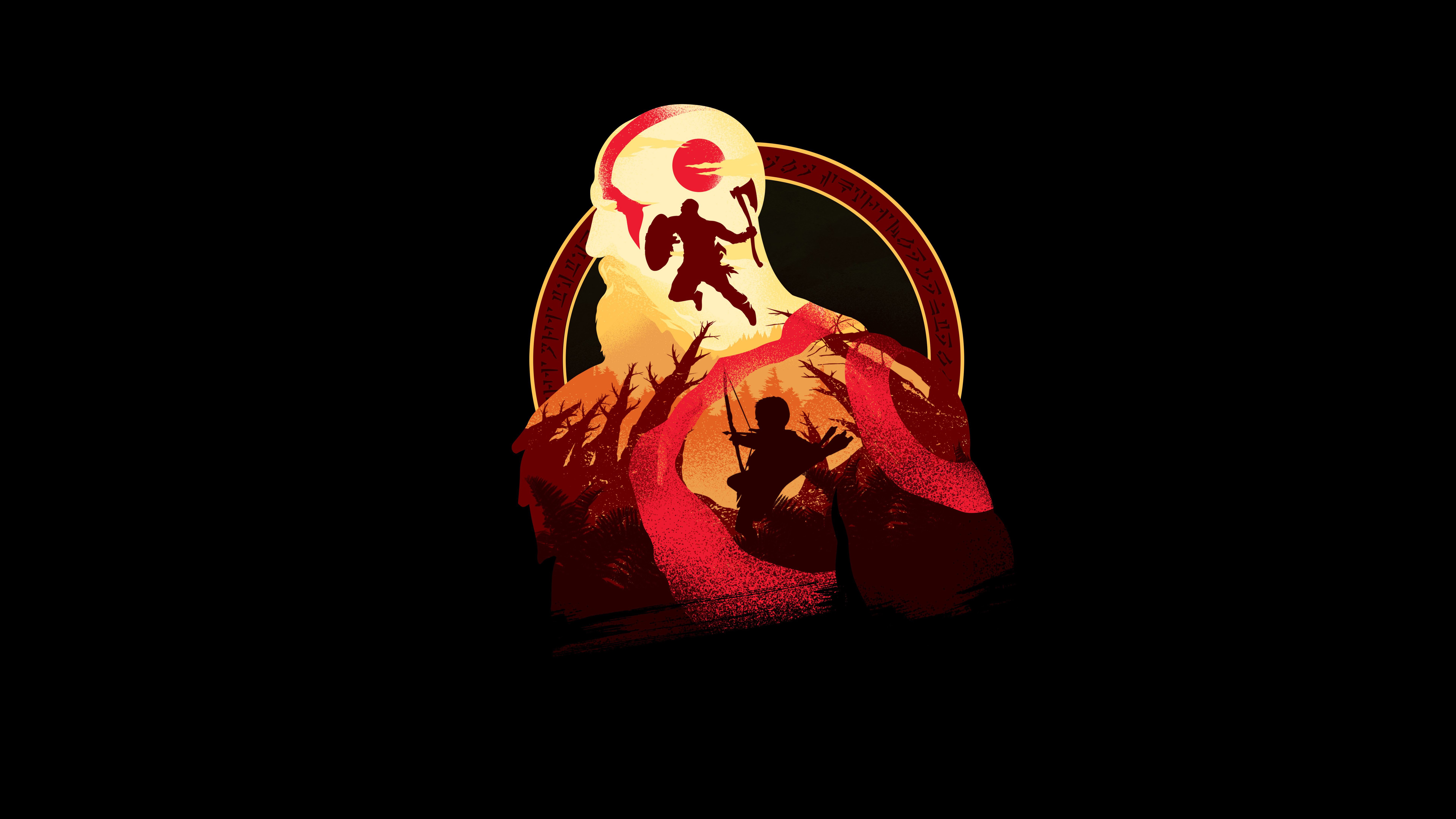 God of War, Kratos, Fundo preto, 5K, 8K