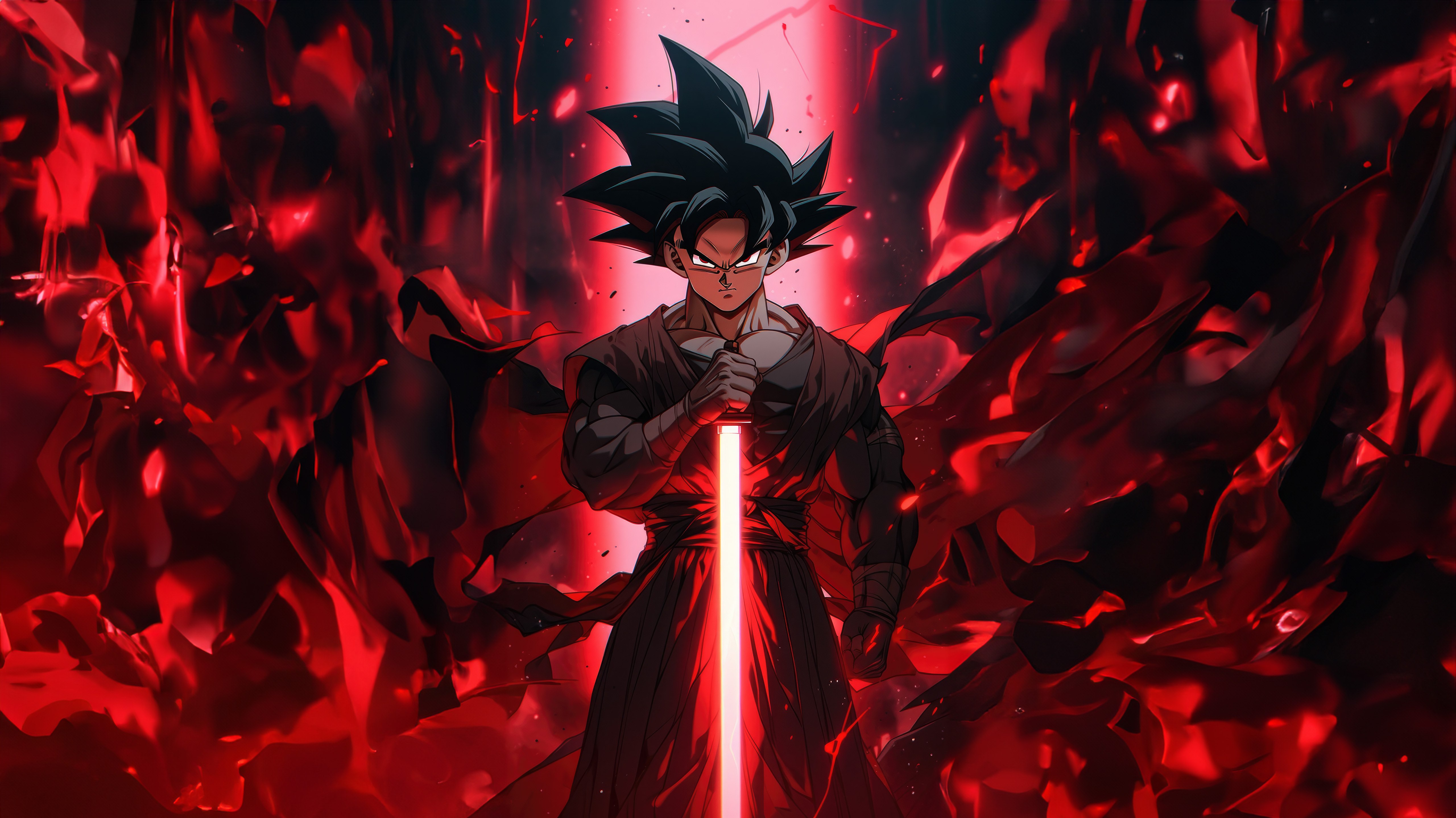 Goku Black, Super Saiyan Rose, Sabre de luz, Vermelho, 5K, Vermelho escuro