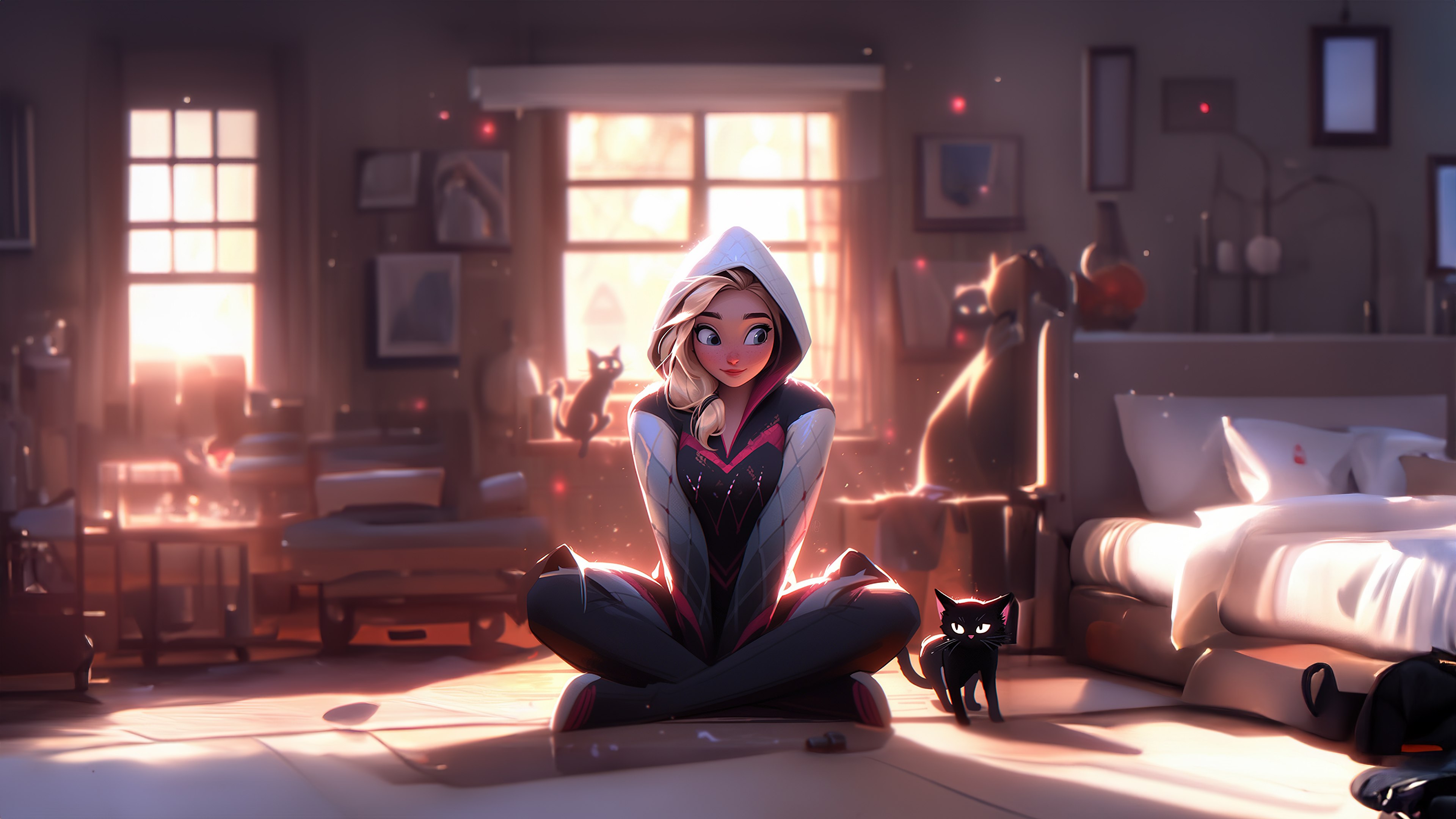 Gwen Stacy, Arte de IA, Spider-Gwen, Super-heróis da Marvel, Aranhaverso