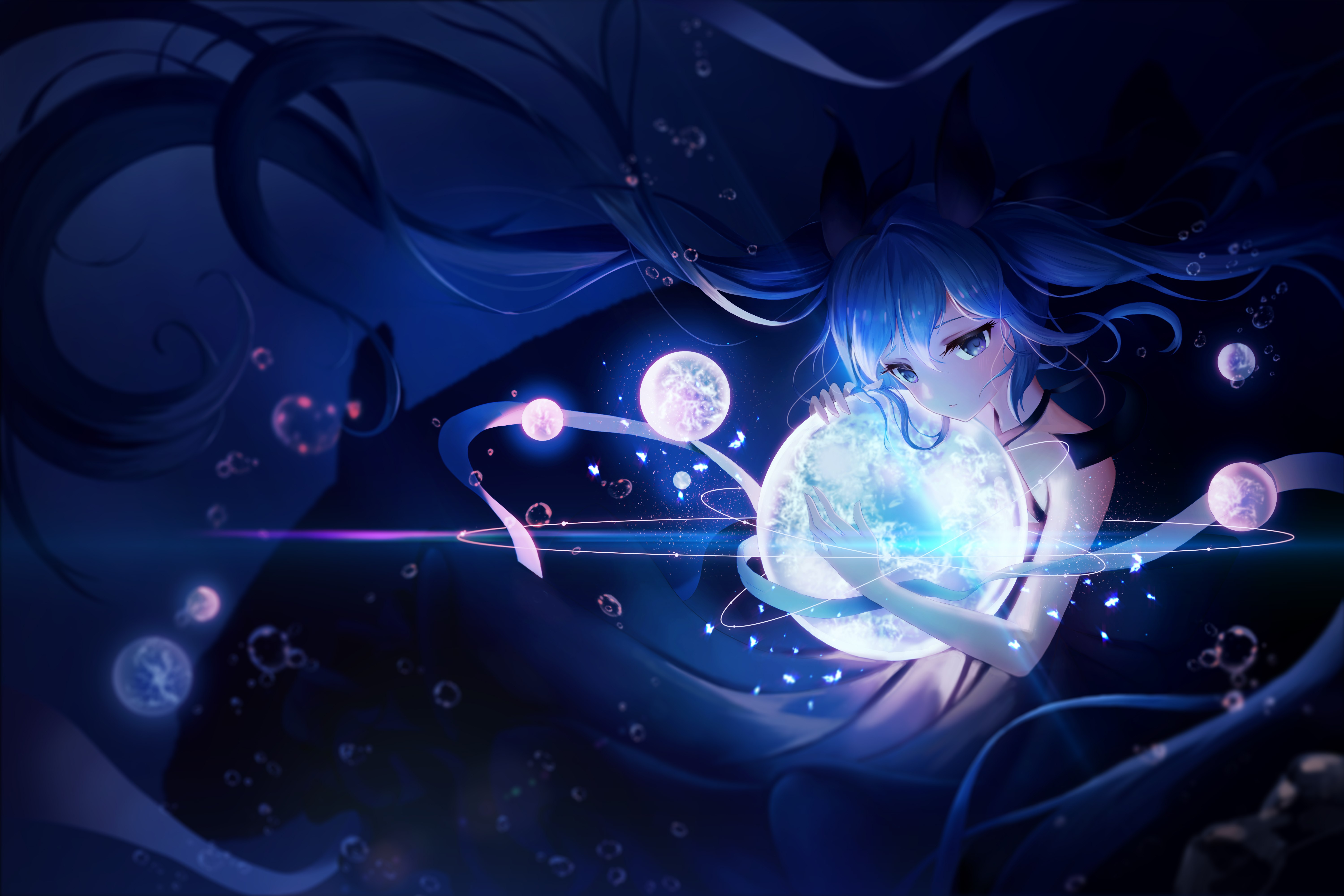 Hatsune Miku, 5K, Garota de anime, Sonho, Cosmos, Universo, Magia