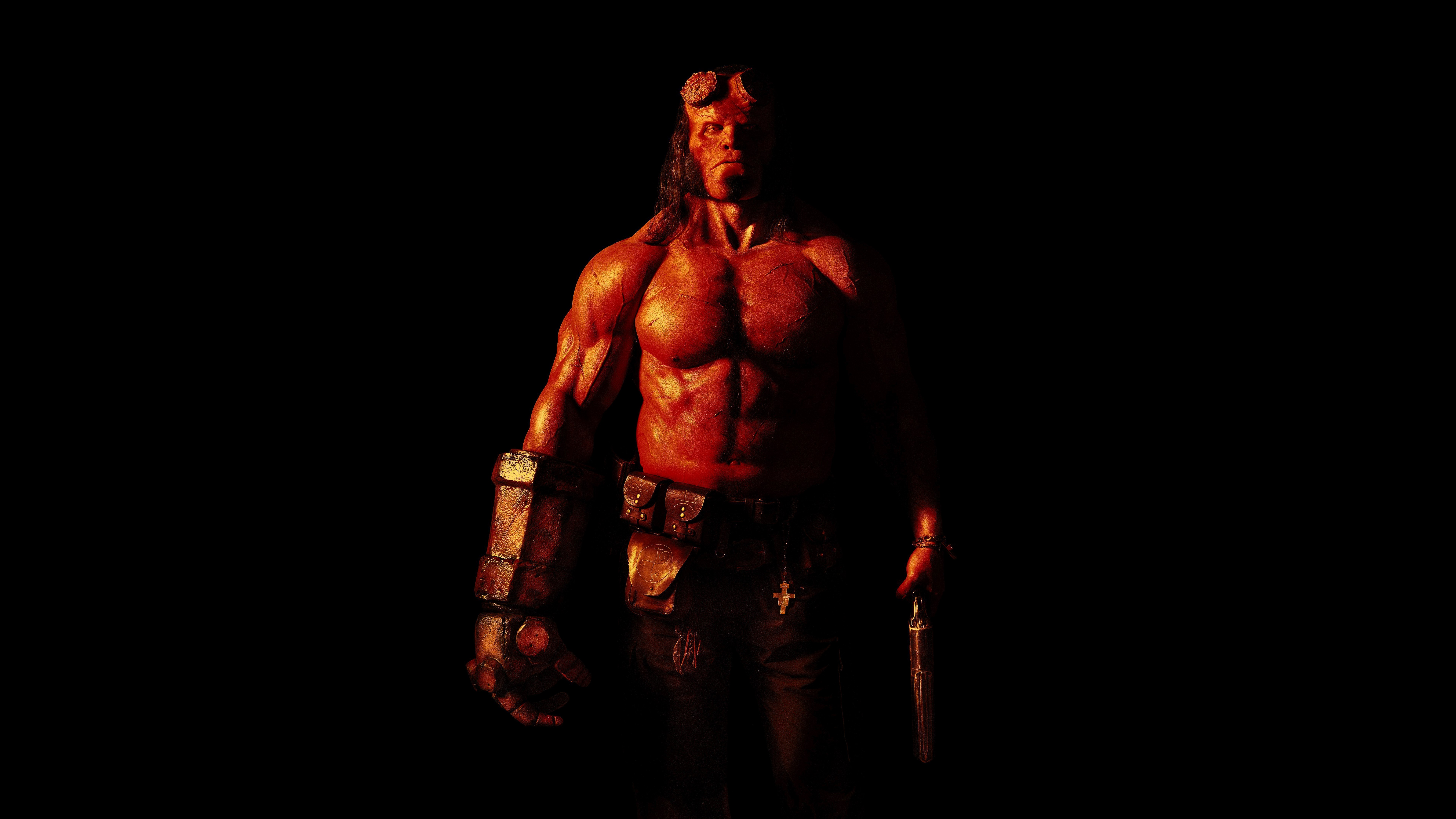 Hellboy, Fundo preto, 8K, 5K, AMOLED, Super-herói