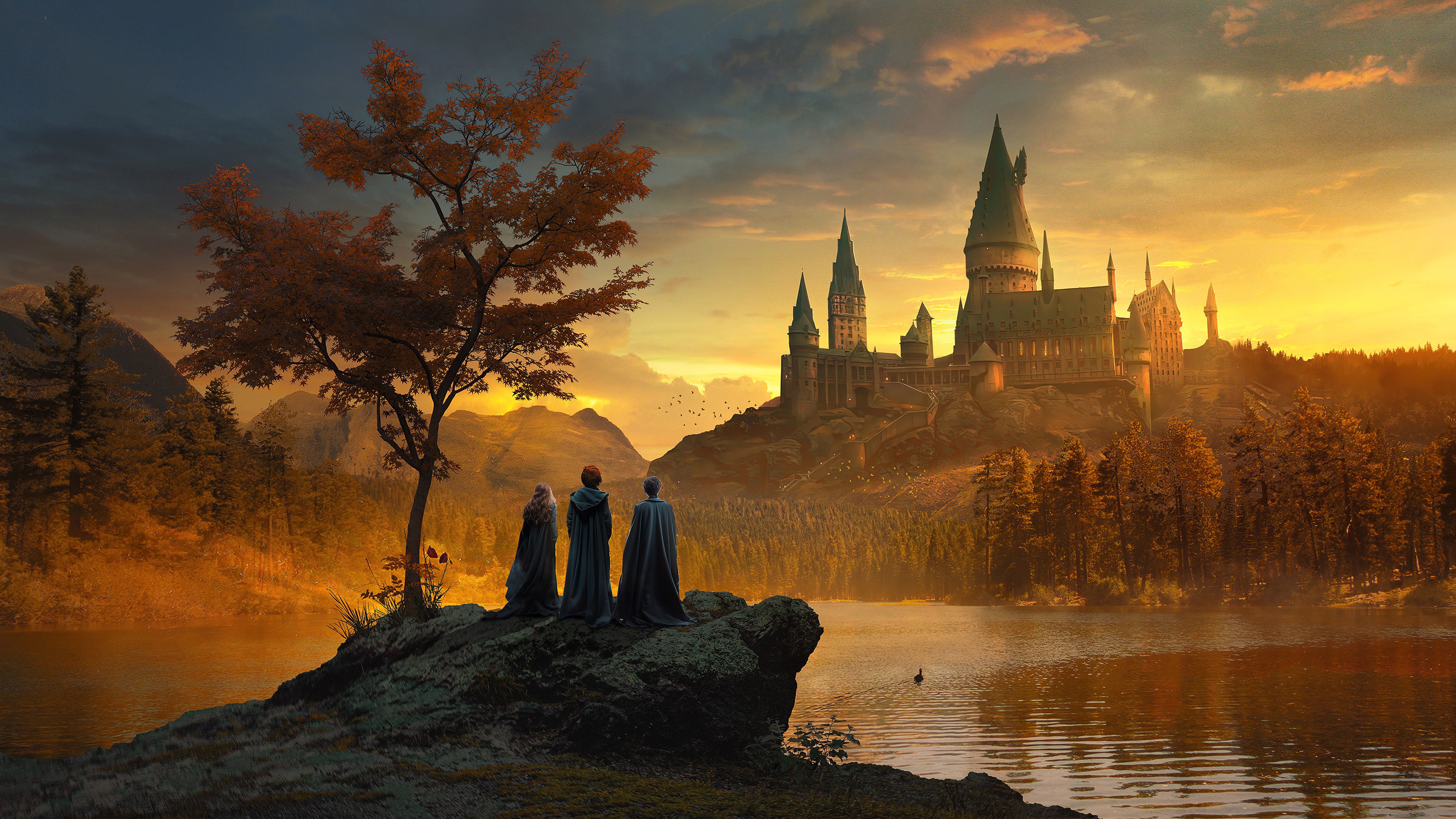 Hogwarts, Harry Potter, Hermione Granger, Ron Weasley, 5K