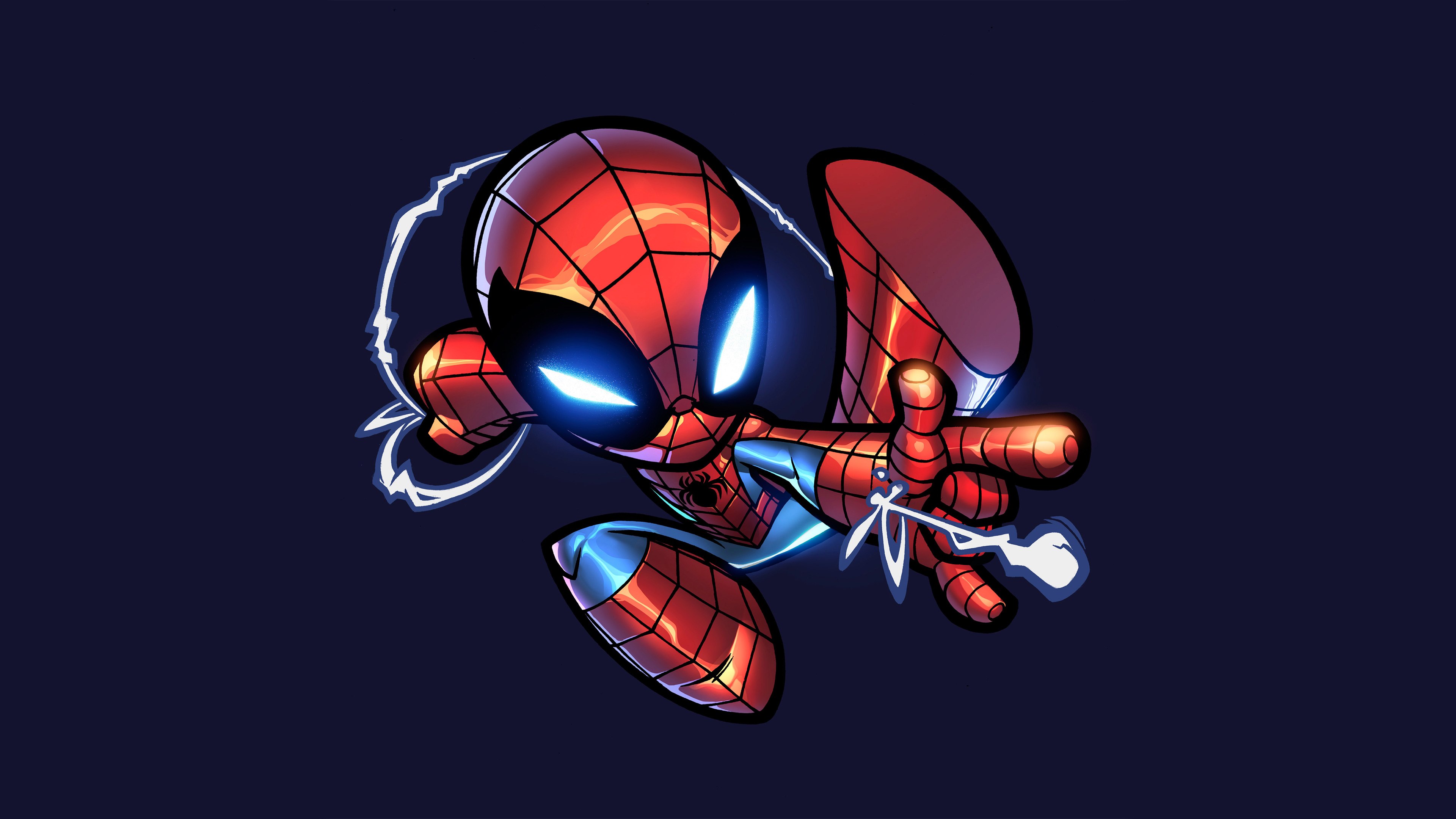 Homem-Aranha, Chibi, Arte, Azul-escuro, Homem-Aranha