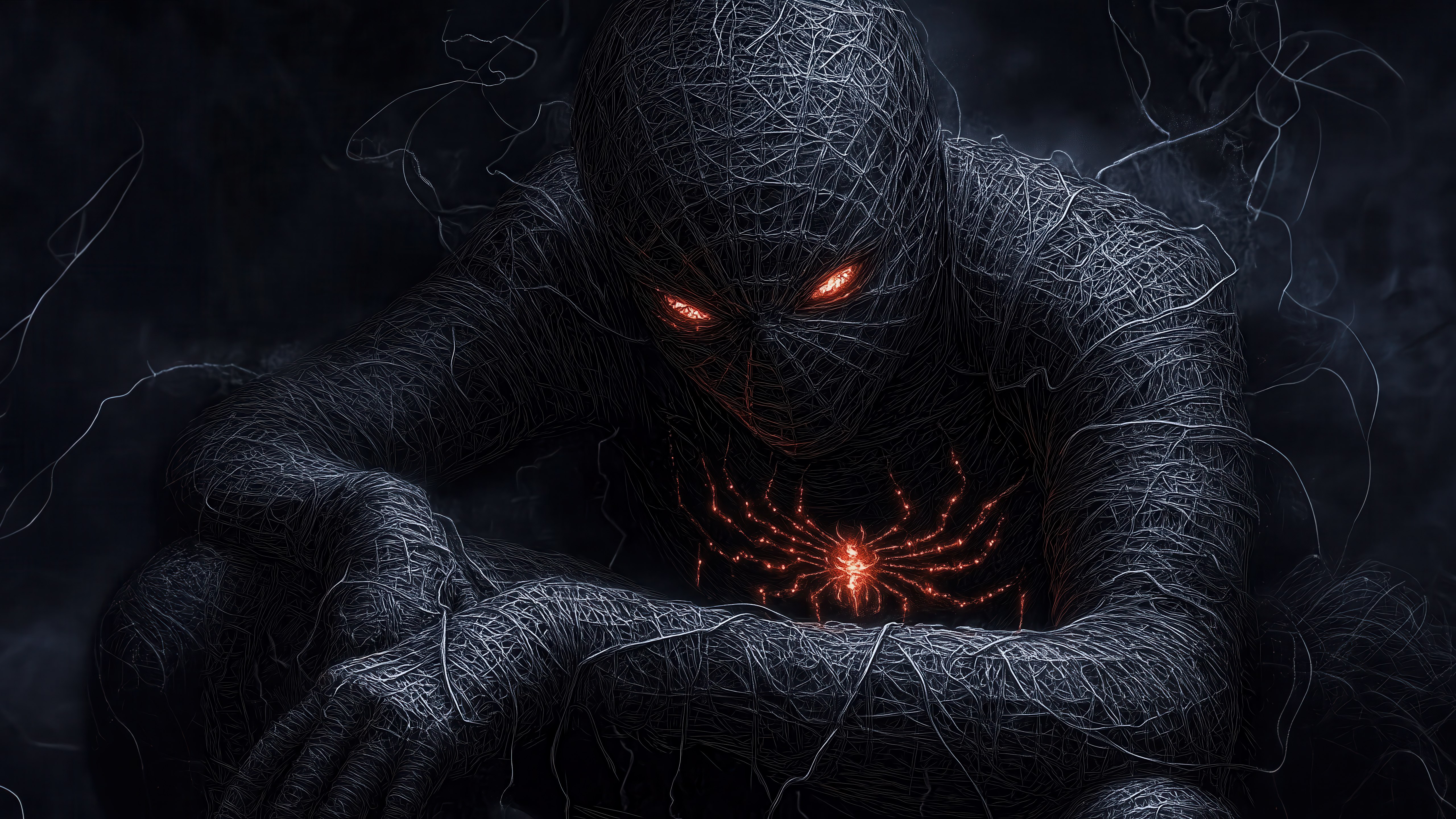Homem-Aranha, Estética escura, Inferno, 5K, Brilho no escuro