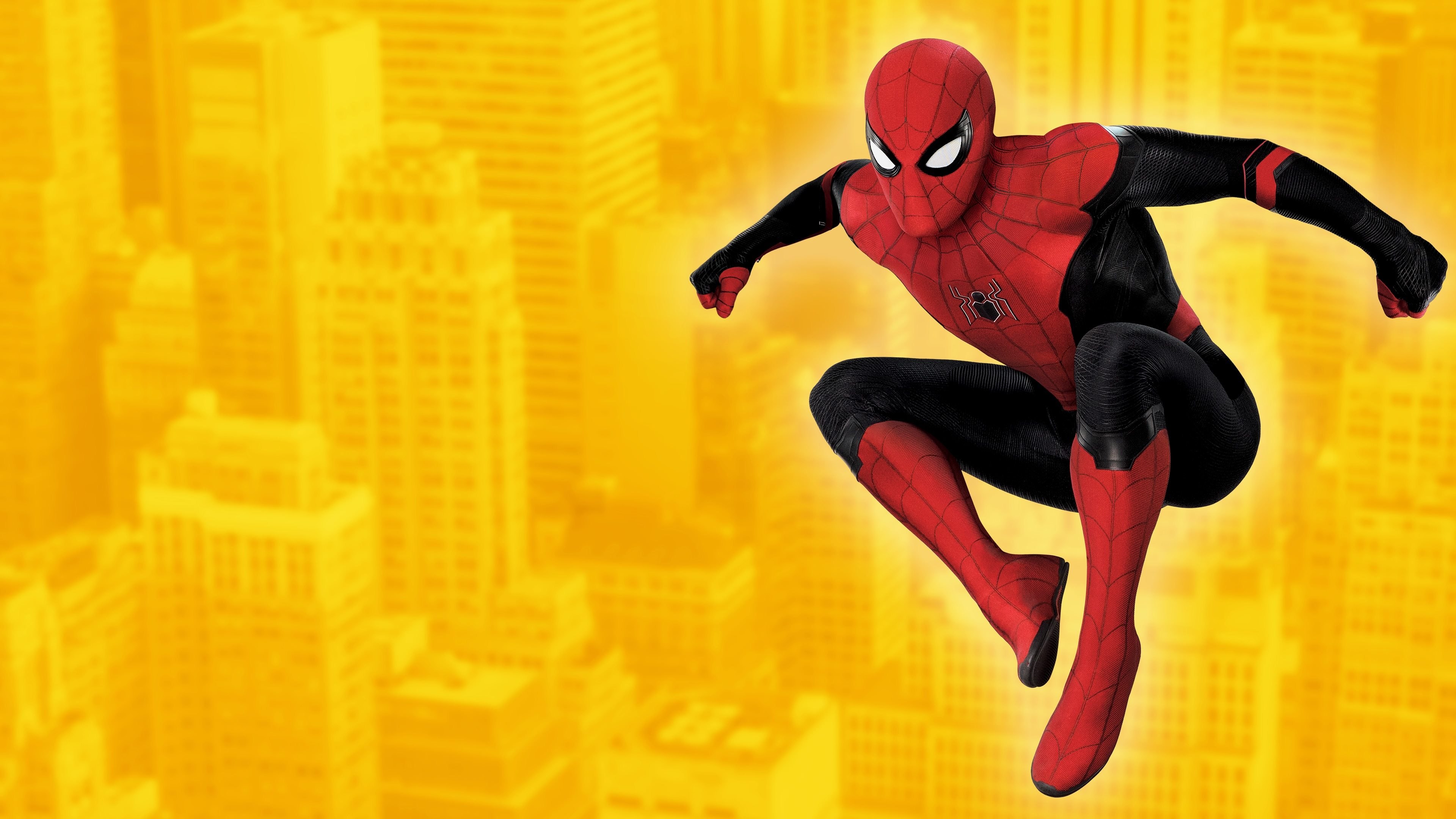 Homem-Aranha: Longe de Casa, Super-heróis da Marvel, Marvel Comics, Fundo amarelo, Homem-Aranha