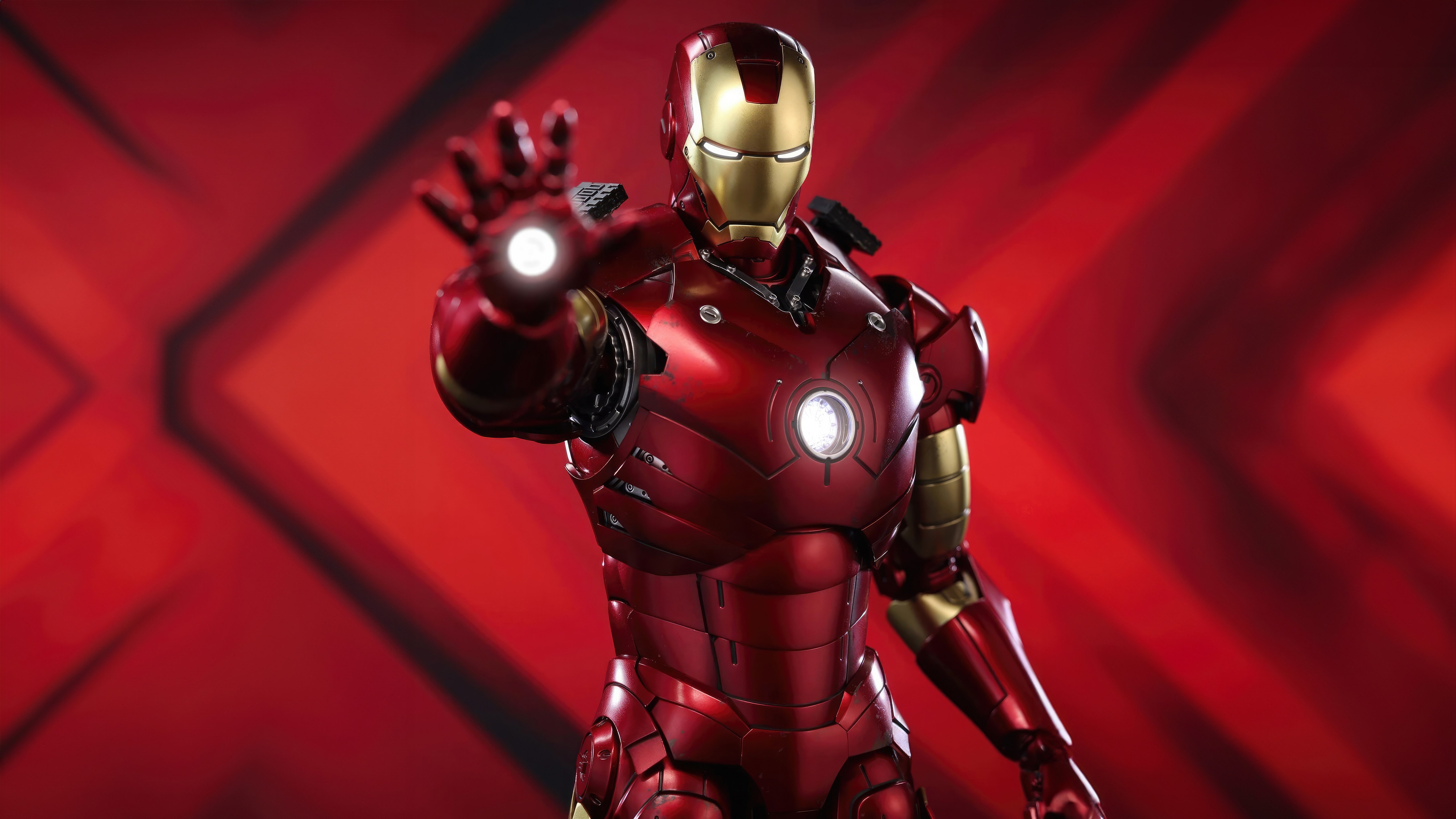 Homem de Ferro, Action figure, Fundo vermelho, 5K