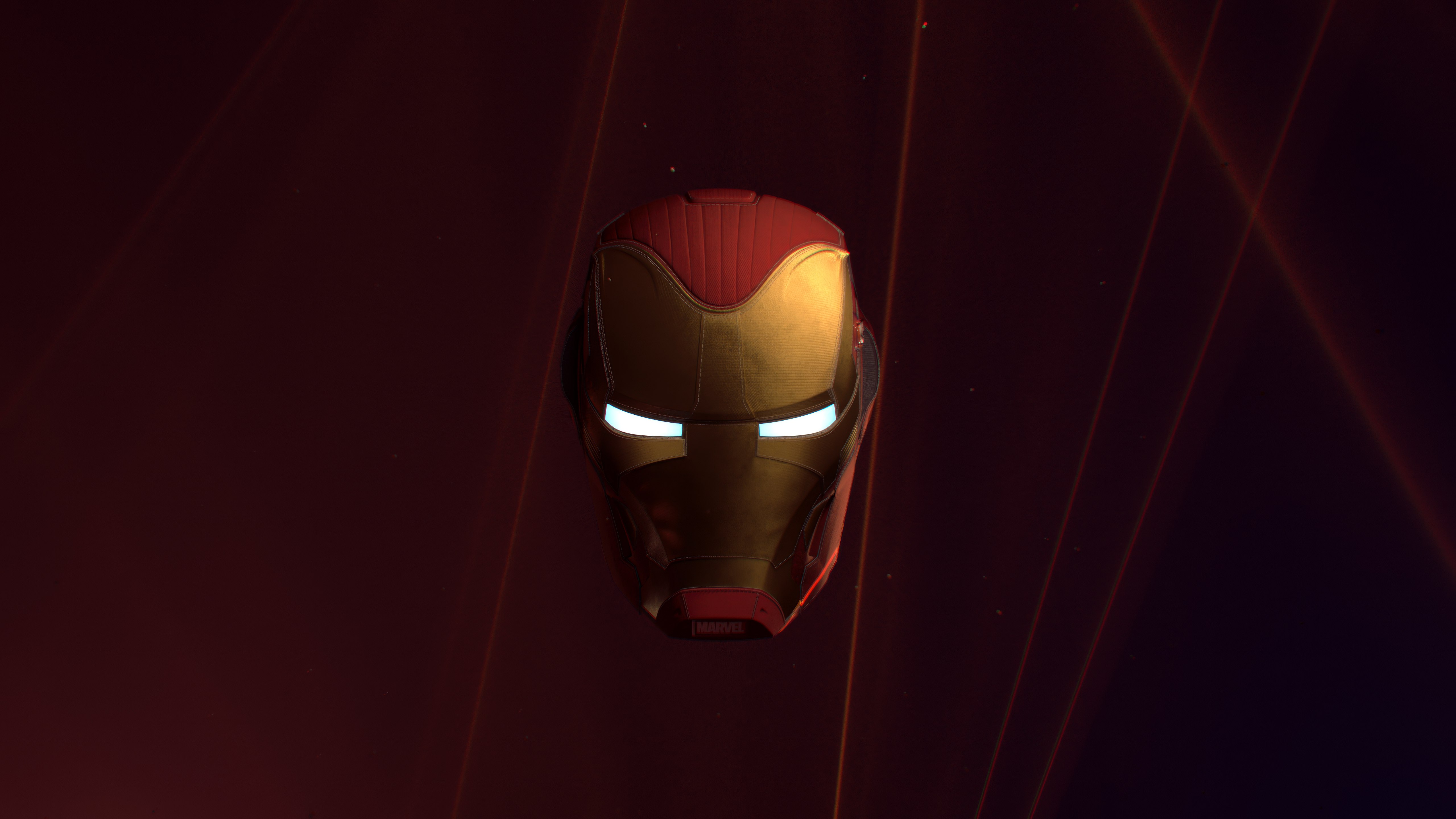 Homem de Ferro, Capacete, Tony Stark, Vermelho escuro, Minimalista, Super-heróis da Marvel, 5K