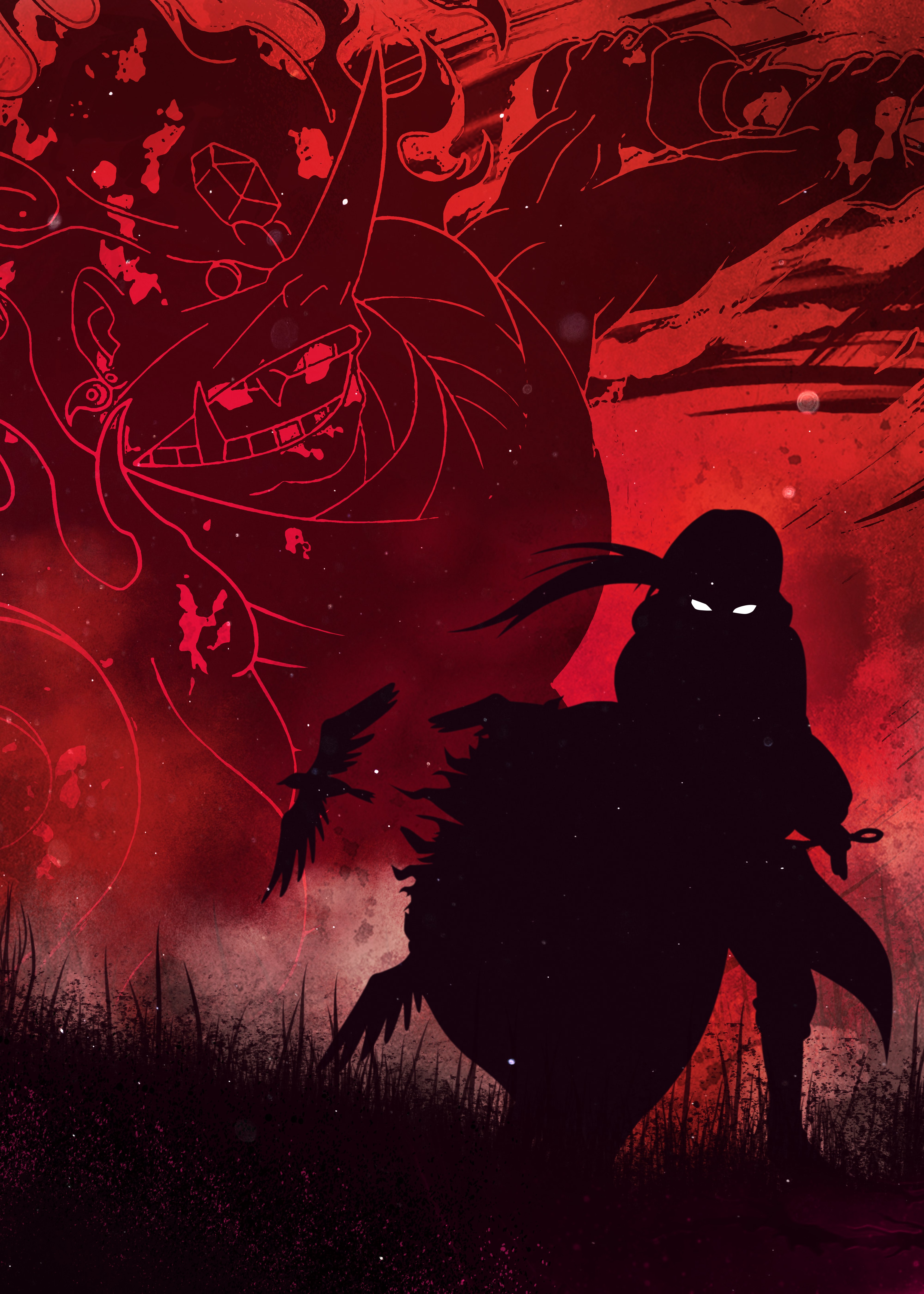 Itachi Uchiha, Silhueta, Naruto, Ninja, Ilustração