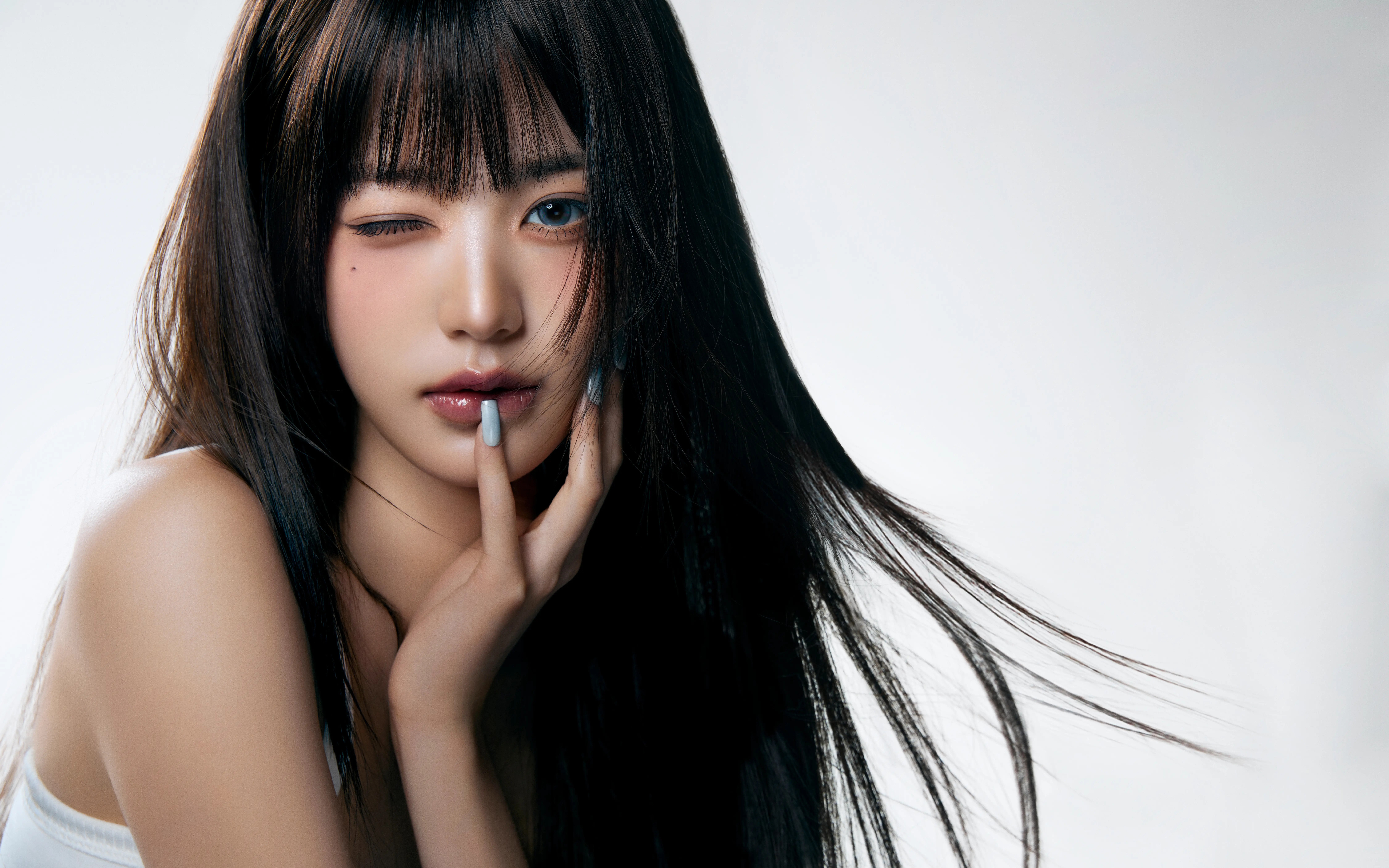 Jang Wonyoung, 8K, Cantora de K-Pop, Fundo branco, 5K, Cantora sul-coreana