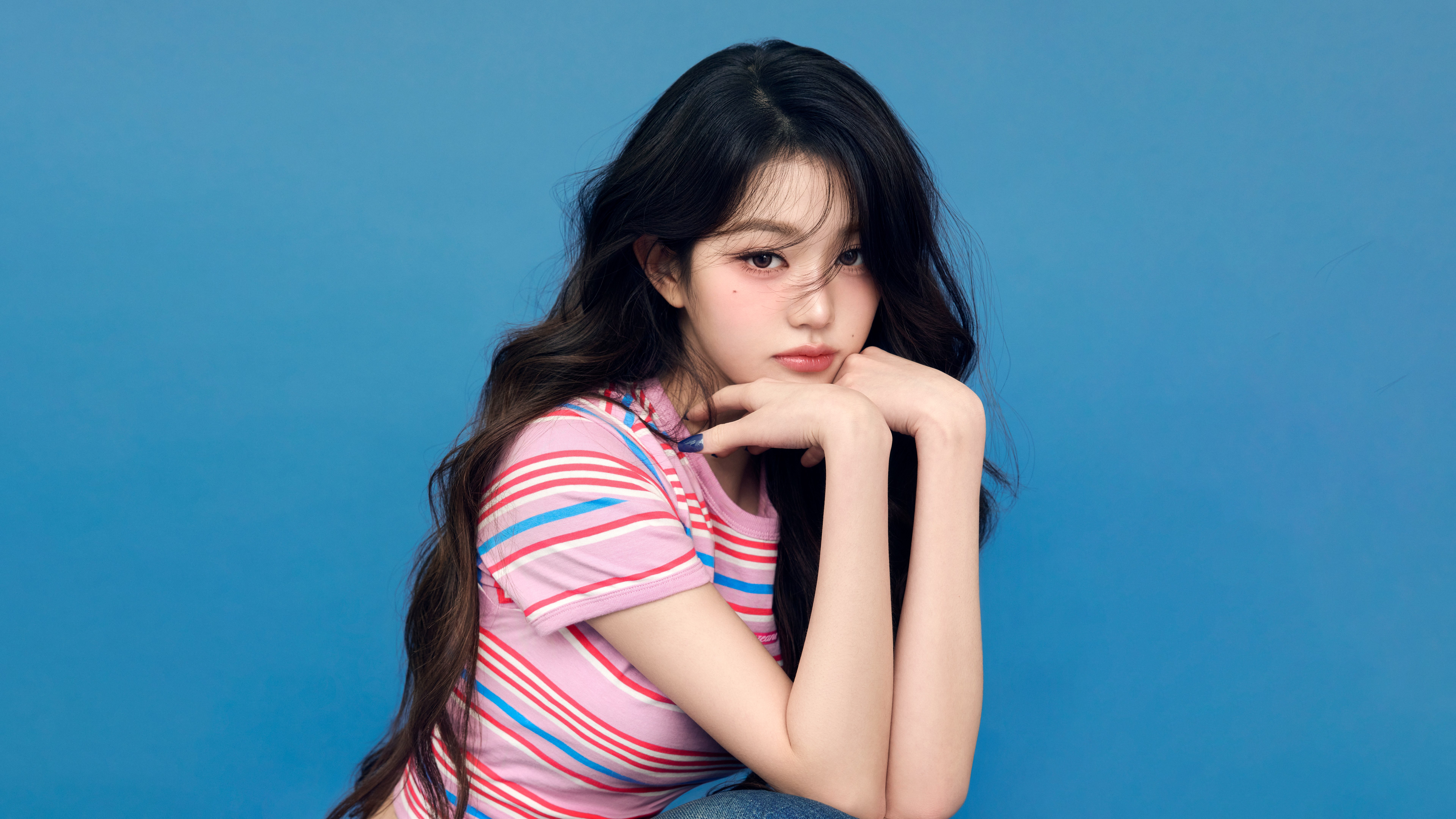 Jang Wonyoung, Fundo azul, 5K, 8K, Ídolo de K-pop