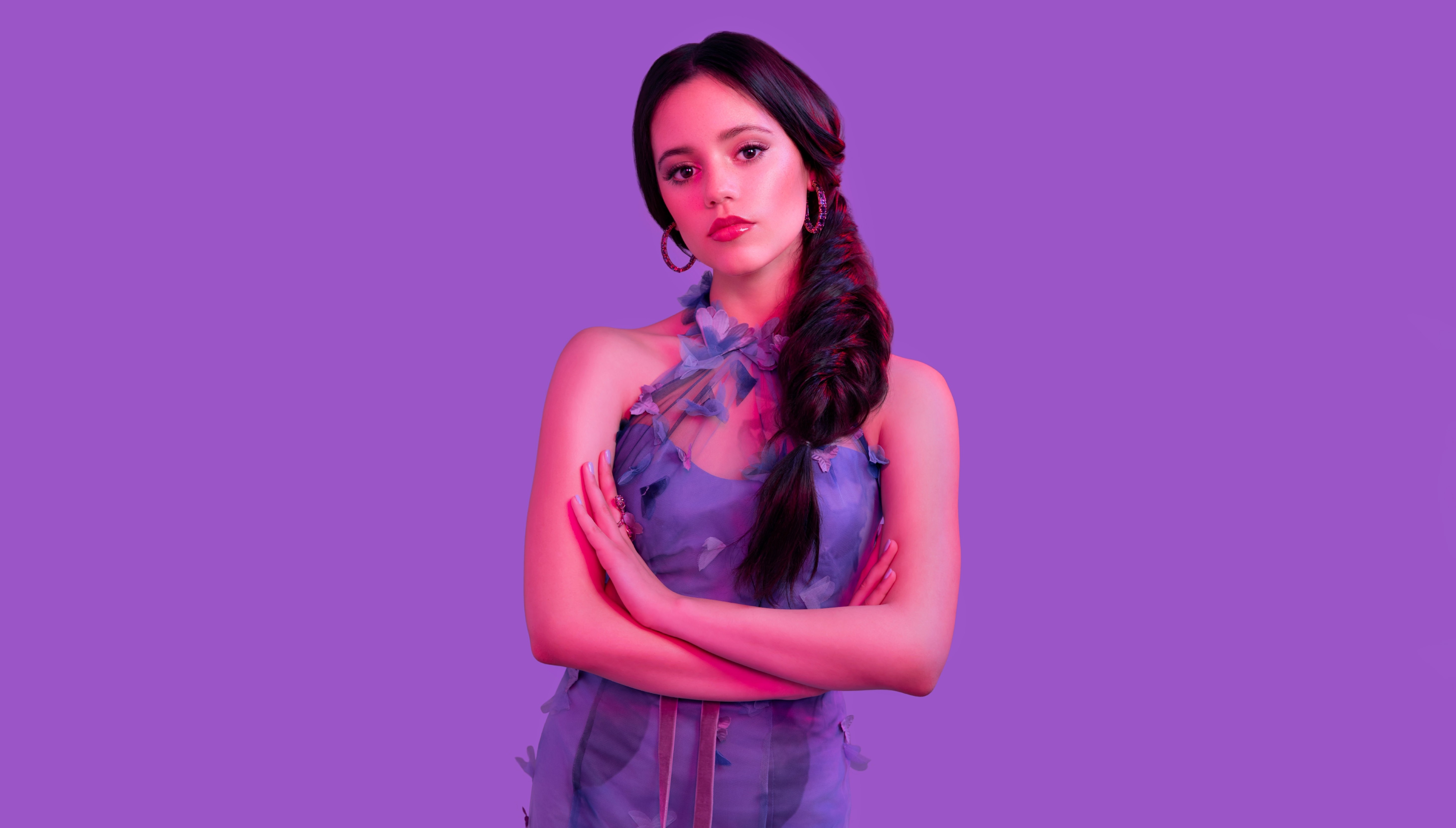 Jenna Ortega, Roxo, Atriz americana, Fundo roxo, 5K