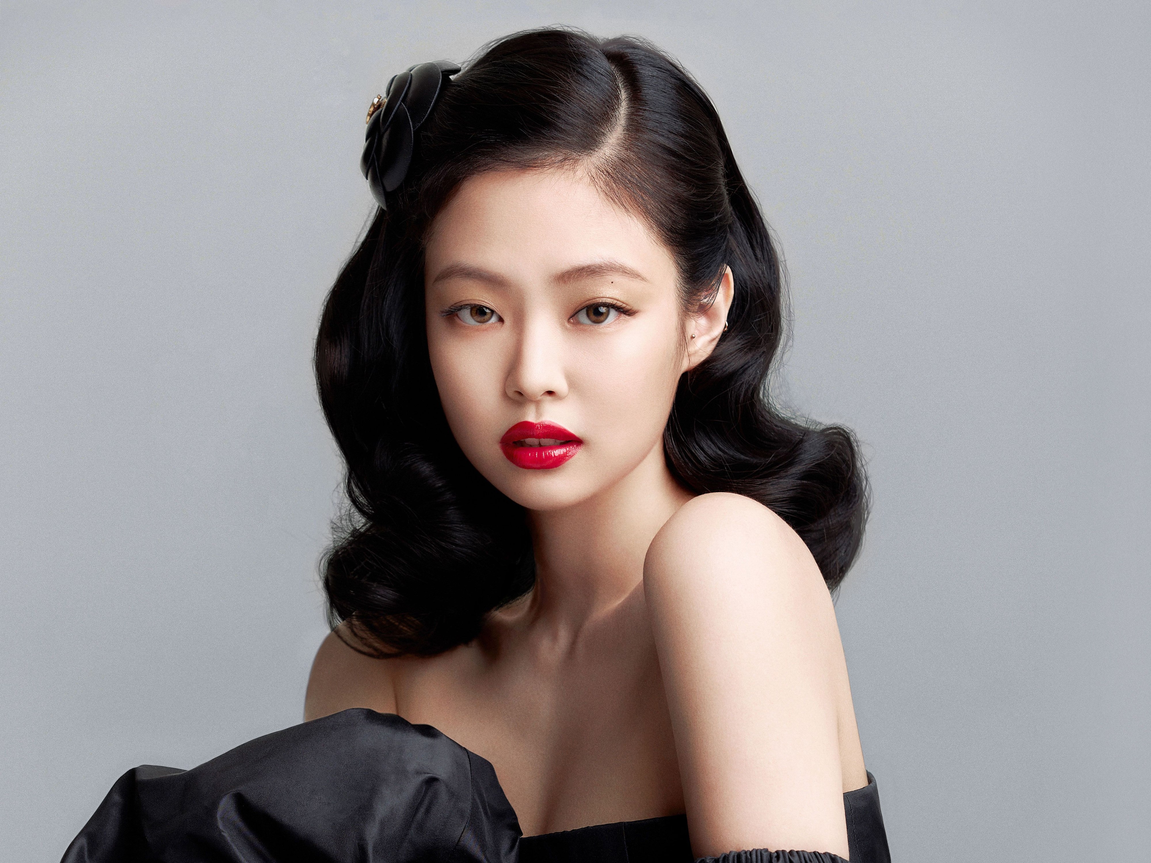 Jennie, Blackpink, Cantora de K-Pop, Fundo branco, Retrato