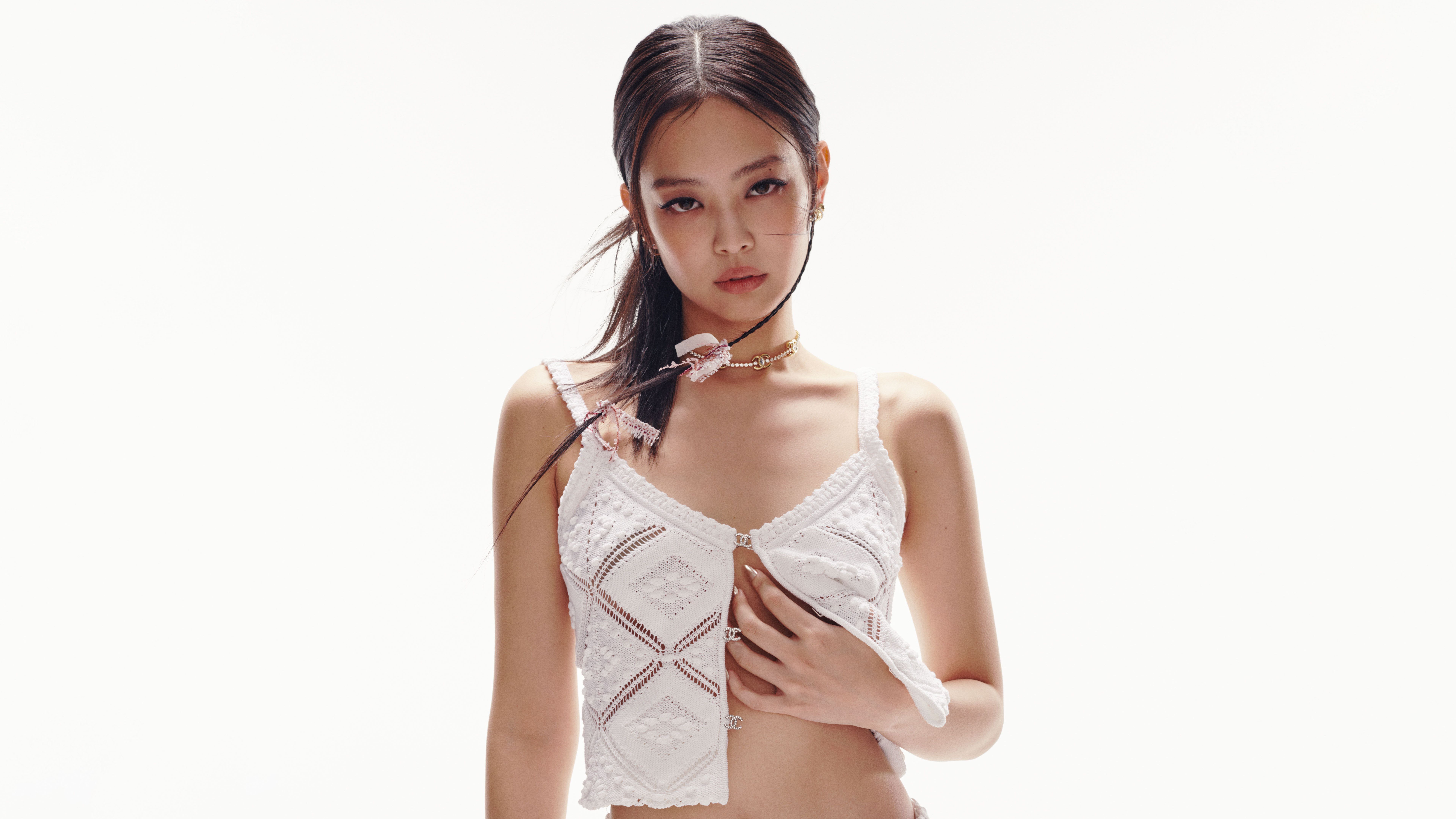 Jennie, Estética branca, Ensaio fotográfico, 5K, 8K, Fundo branco, Cantora sul-coreana