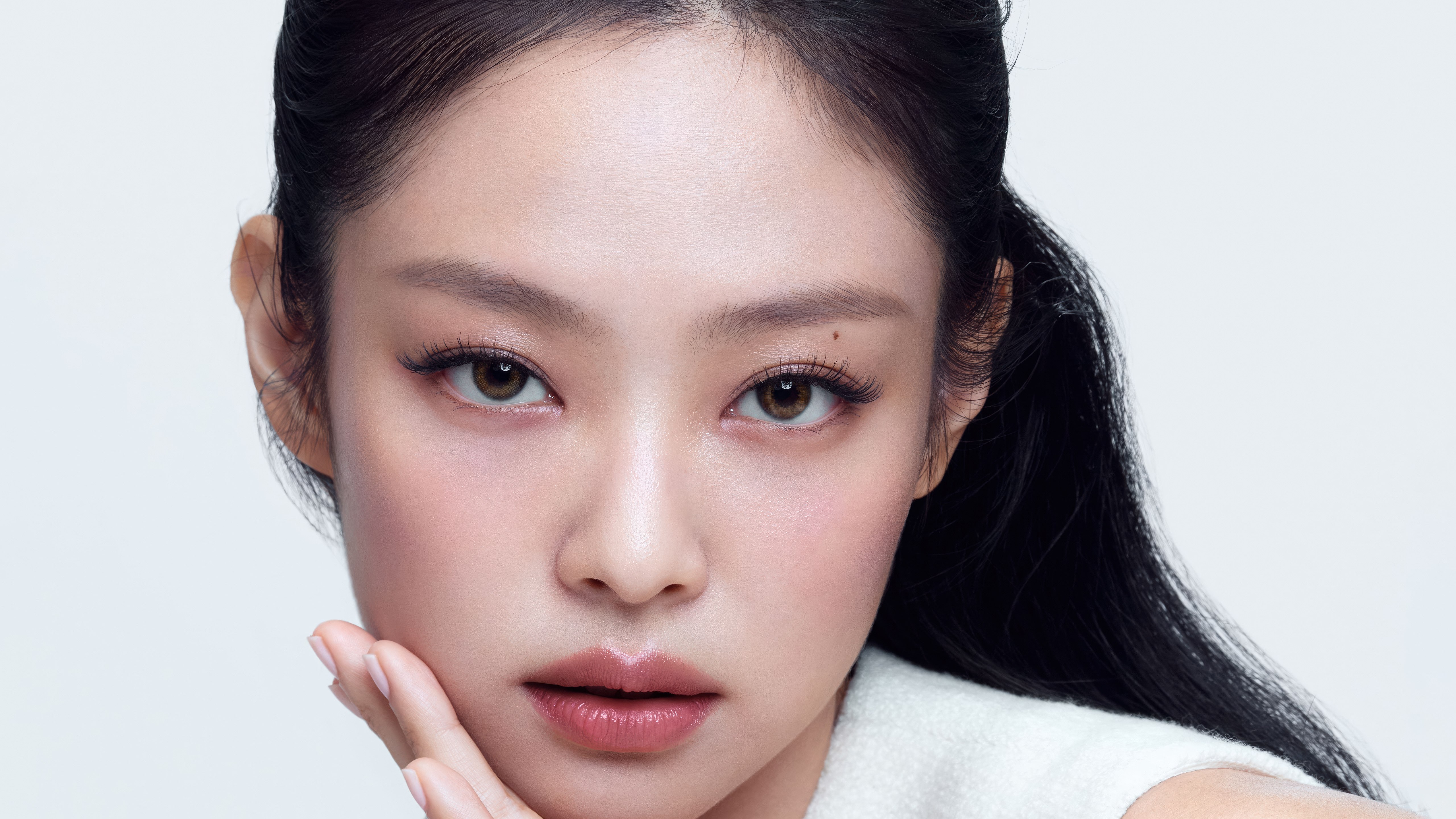 Jennie, Fundo branco, Estética branca, 5K, Retrato