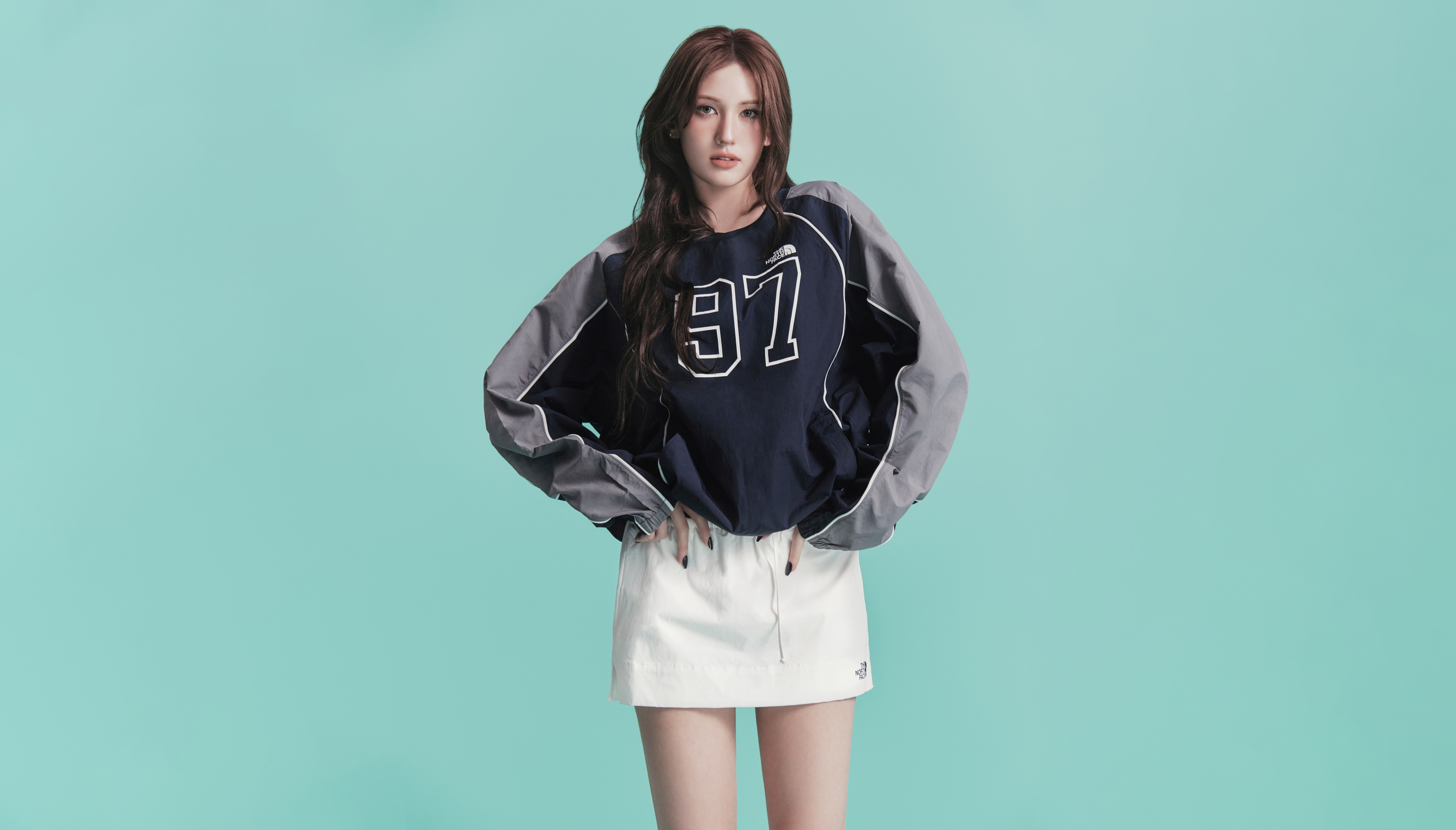 Jeon Somi, Fundo azul-petróleo, 5K, Ídolo de K-pop