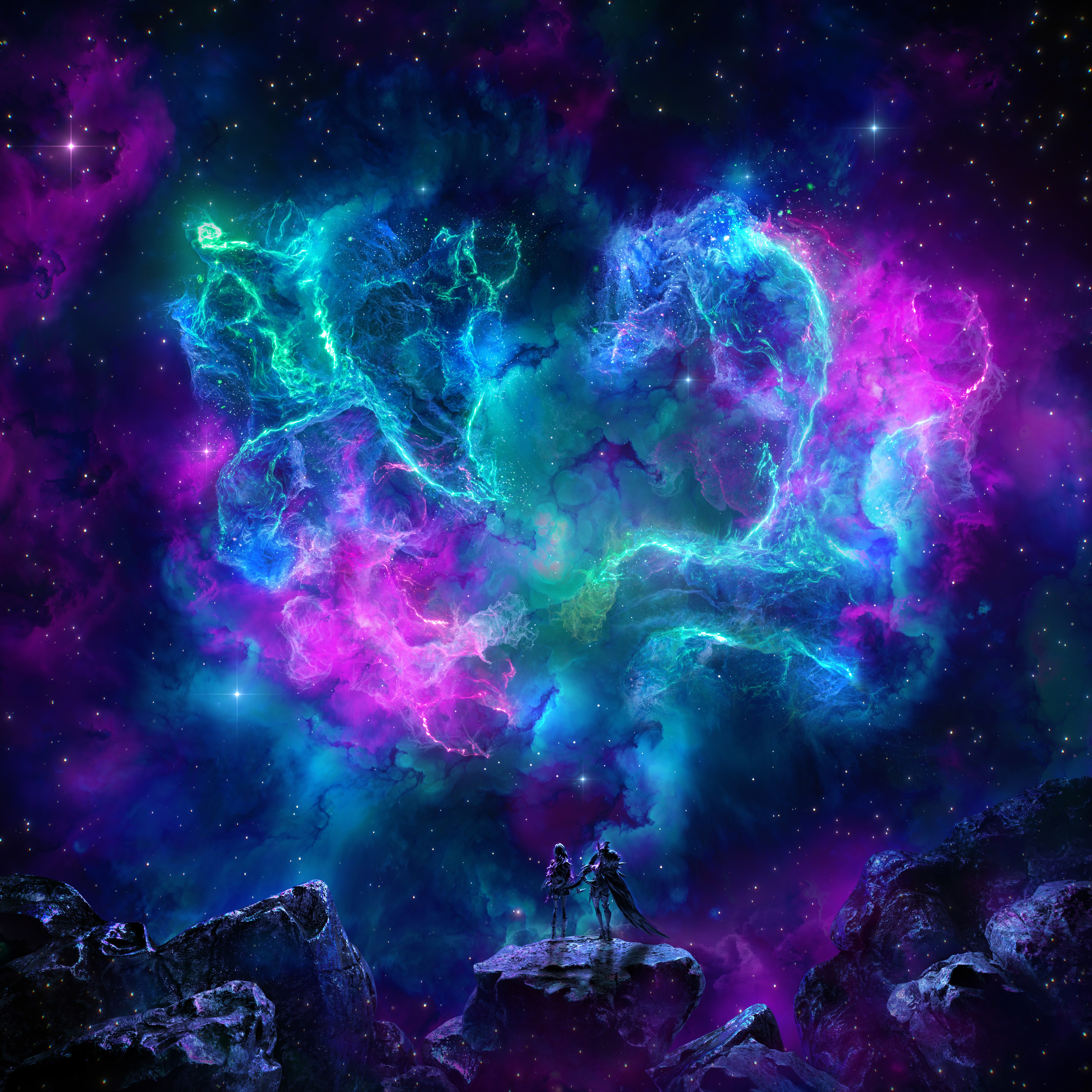 Juntos, Nebulosa, Cósmico, Celestial, Vibrante, Solidão, Onírico, Infinito, 5K