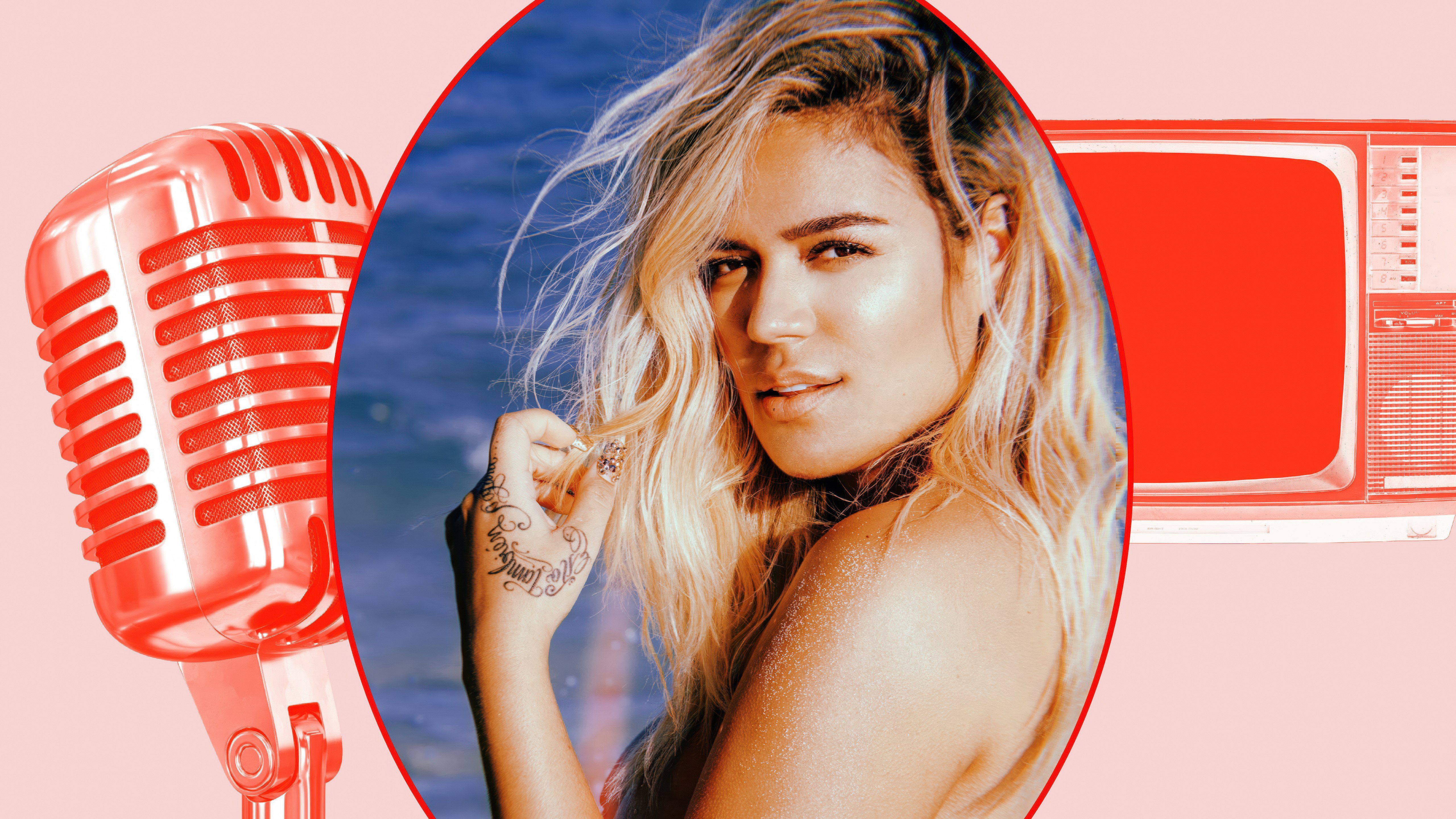 Karol G, Retrô, Estrela do pop latino, Cantora colombiana, 5K, Fundo pastel