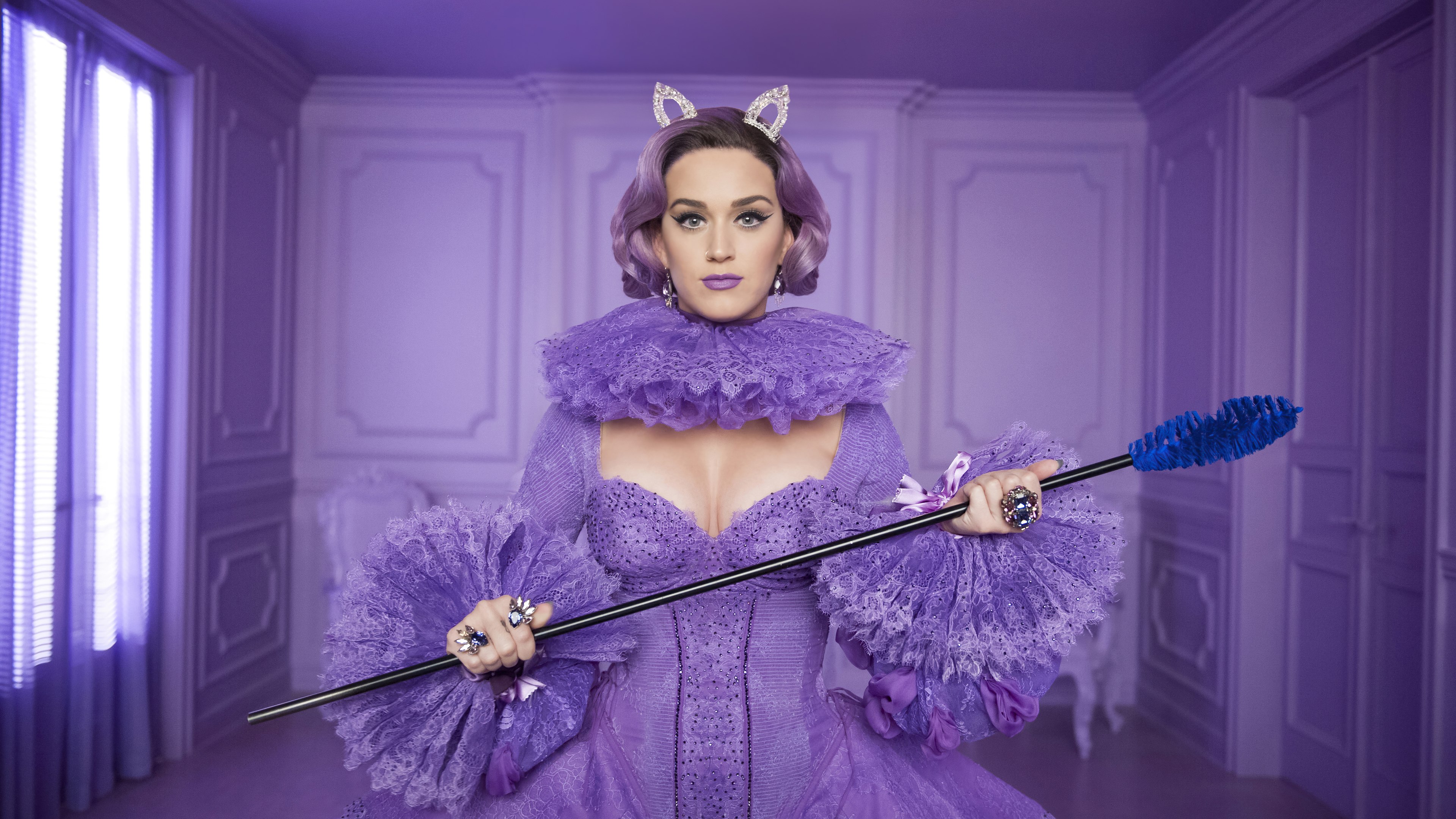 Katy Perry, Roupa roxa, Cantora americana, Fundo roxo