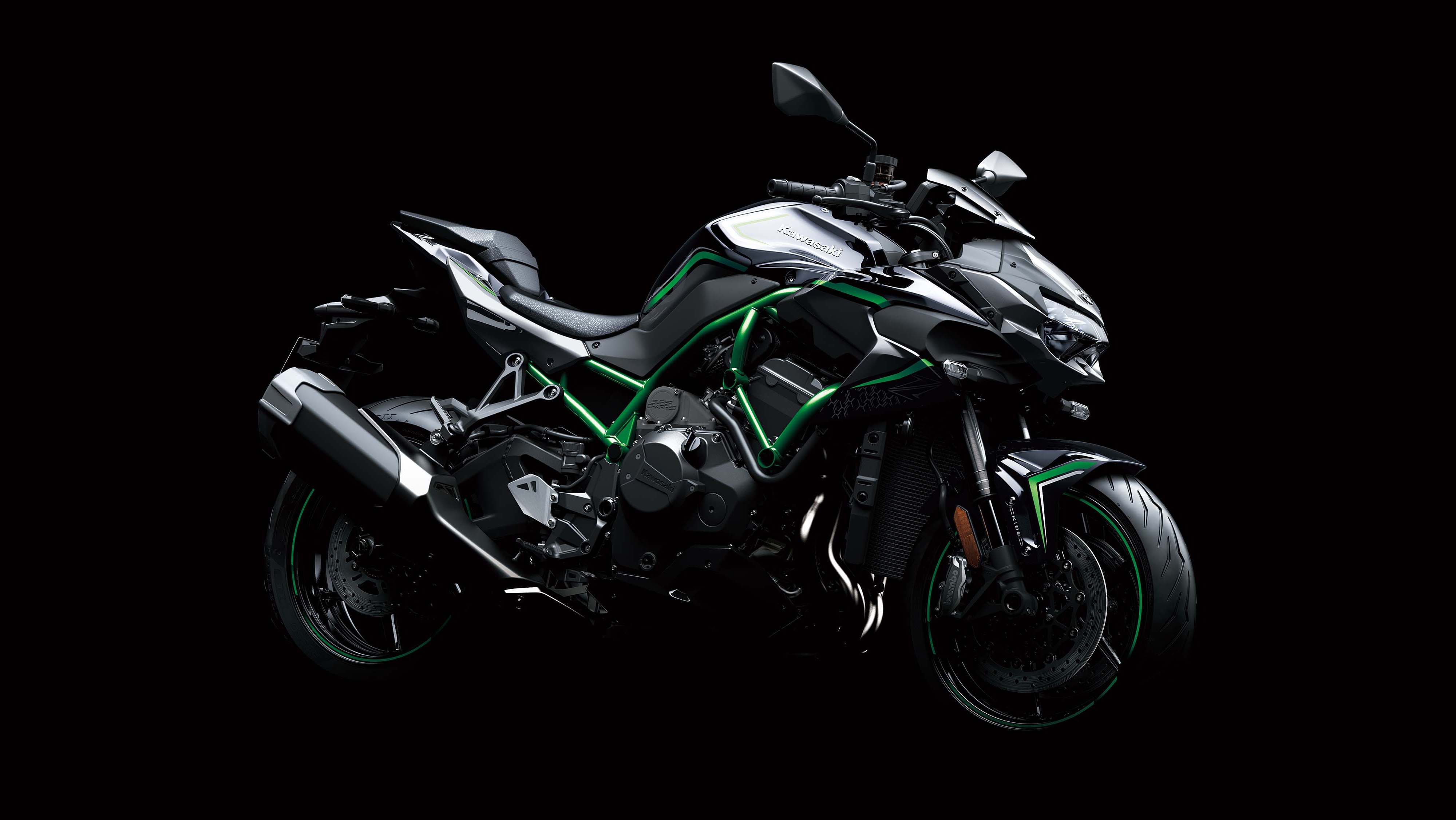 Kawasaki Z H2, AMOLED, Superbikes, Fundo preto, 2020