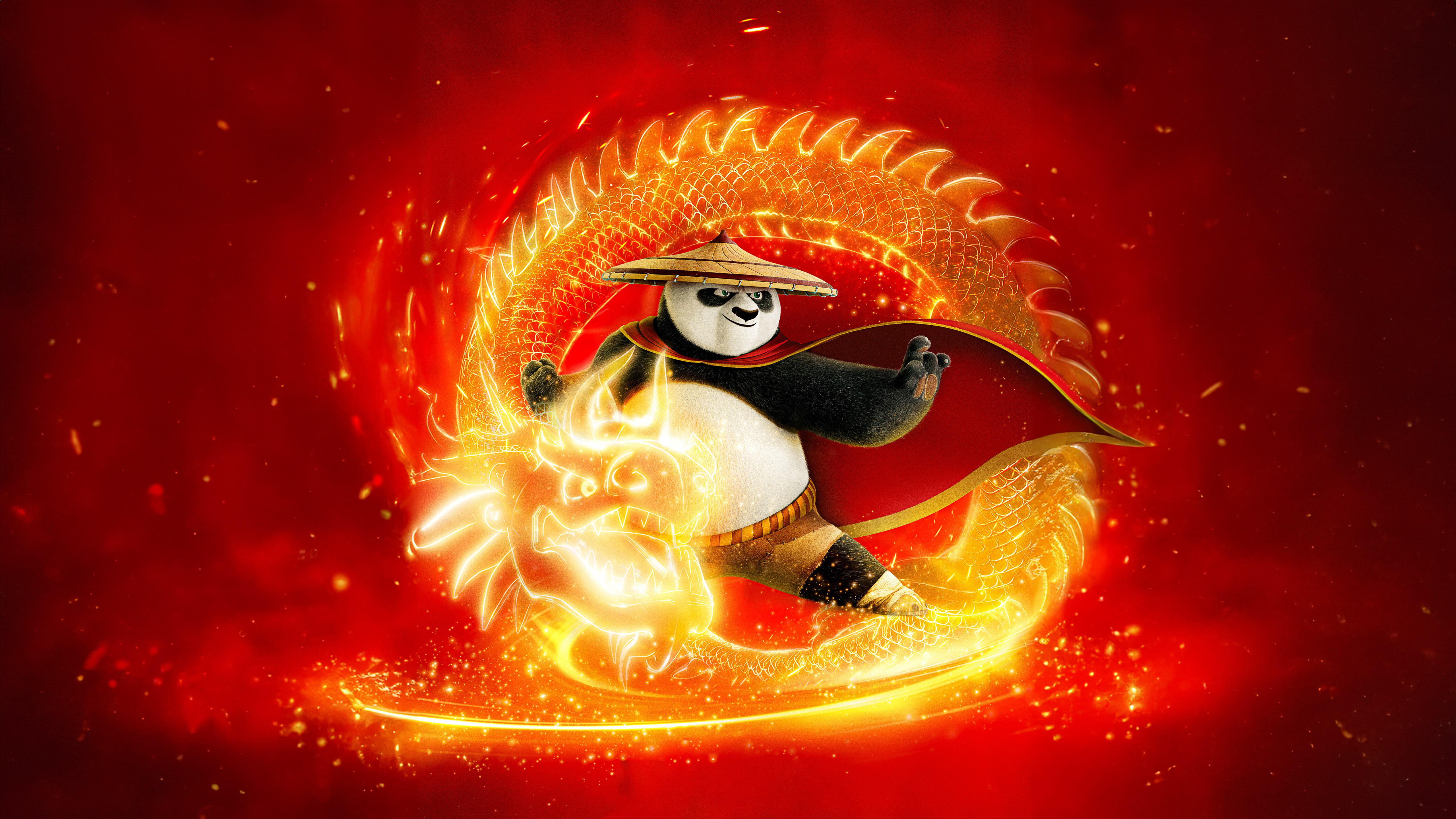 Kung Fu Panda 4, Dragão, Fogo, 5K, Filmes de 2024, Filmes de animação