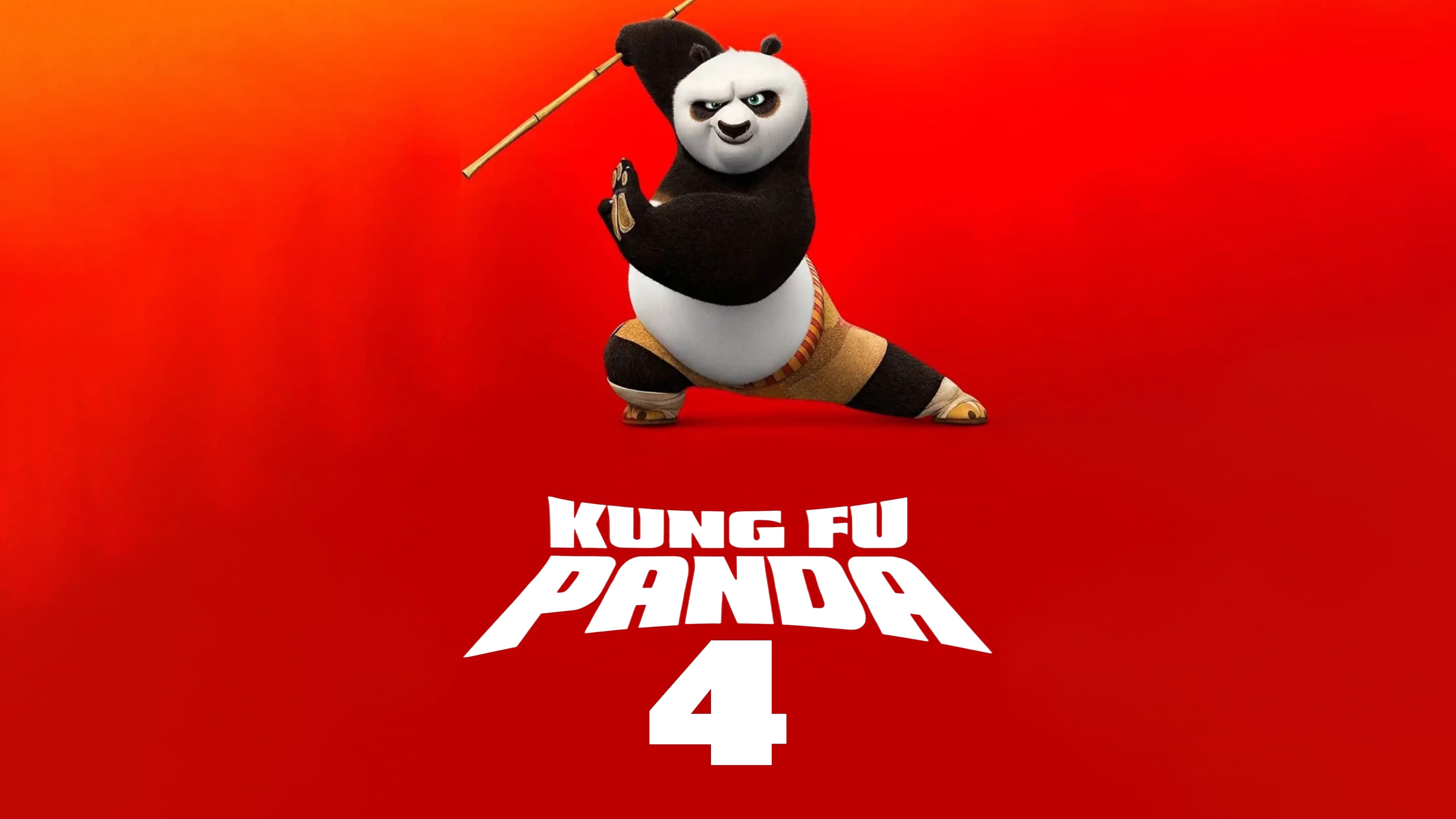 Kung Fu Panda 4, 5K, Filmes de 2024, Filmes de animação, Fundo laranja