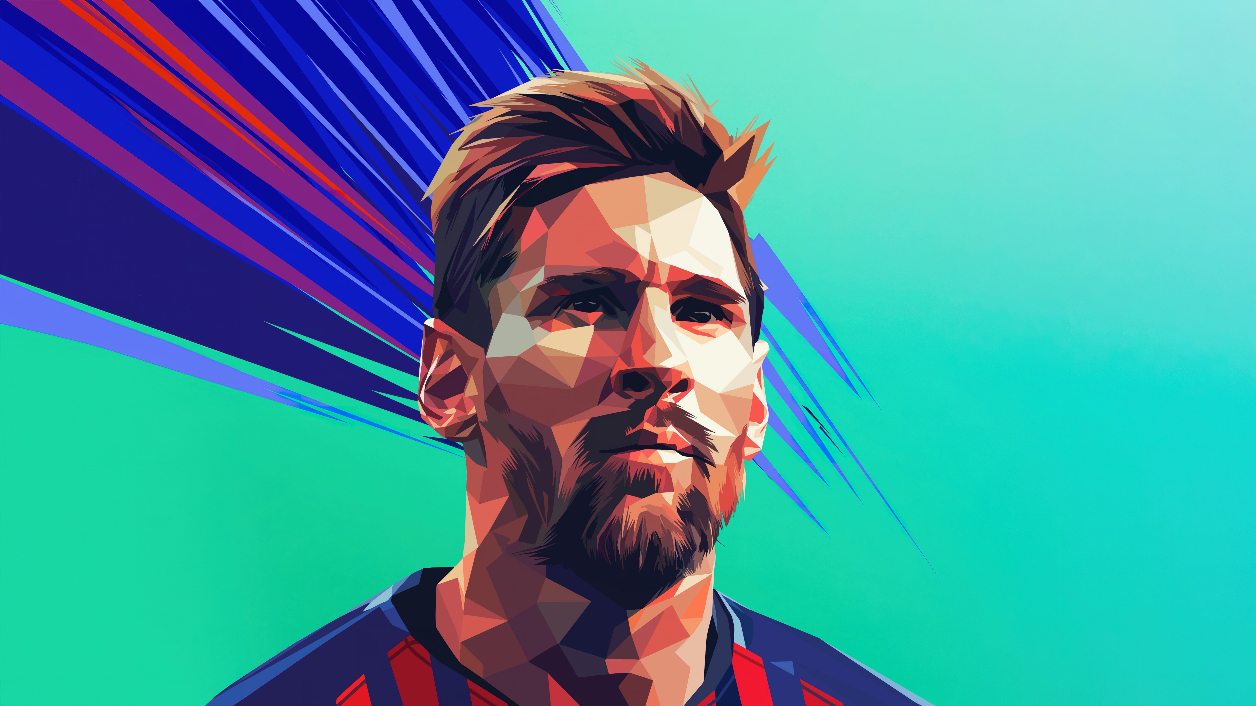 Lionel Messi, Low poly, Retrato, 5K