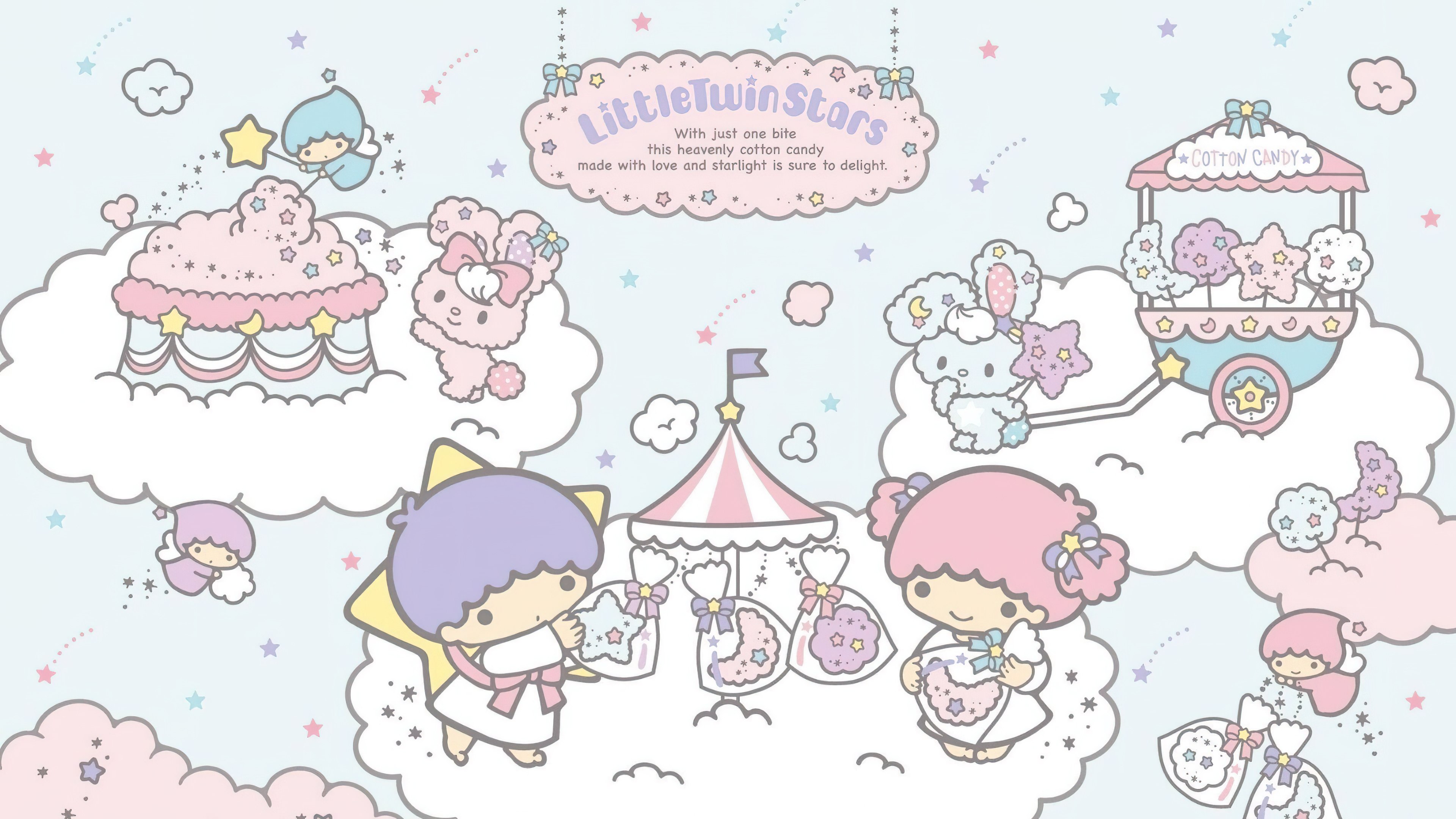 Little Twin Stars, Algodão-doce, Pastel, Estética, Kiki and Lala, Desenho animado, Sanrio