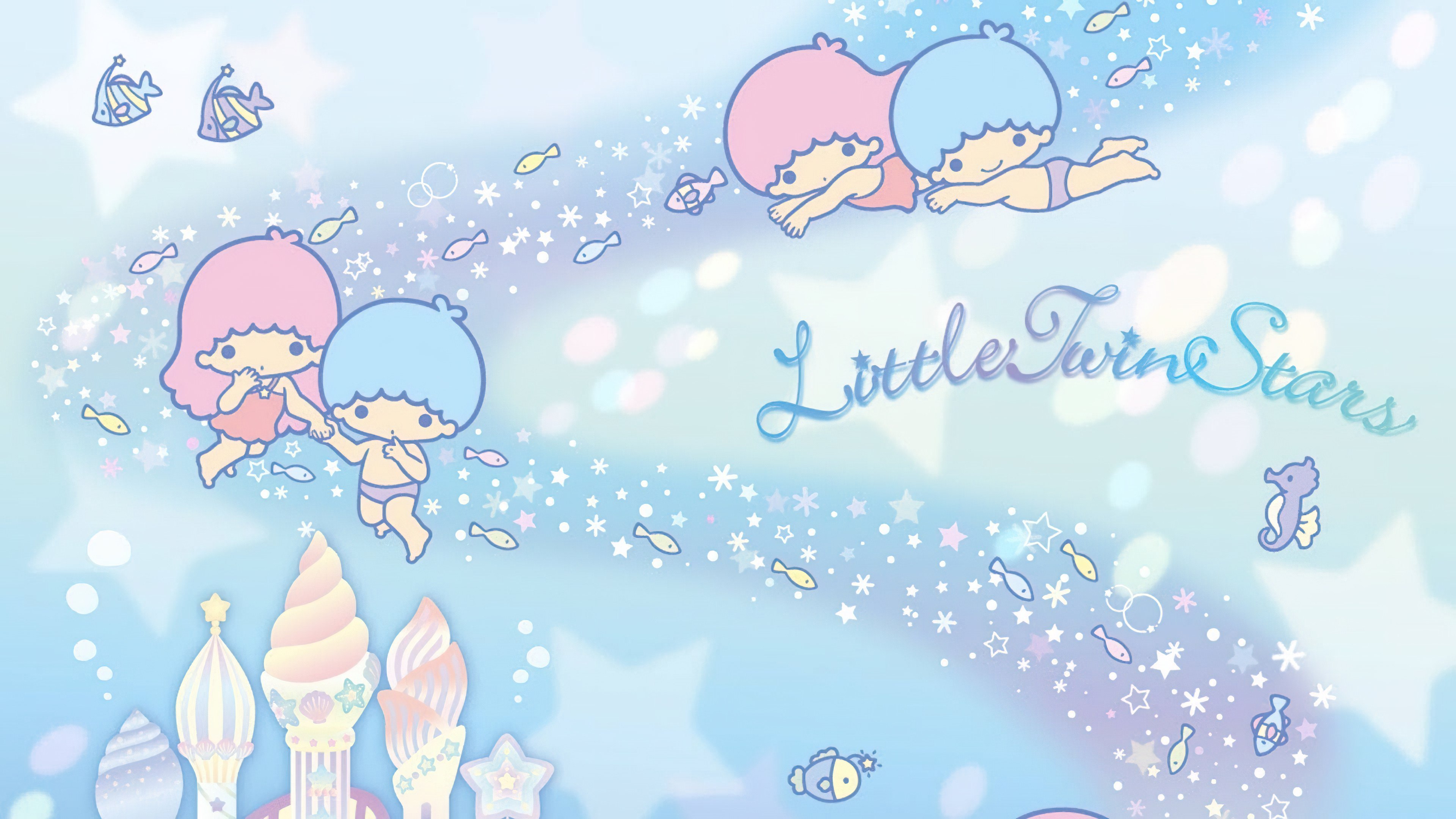 Little Twin Stars, Debaixo d'água, Pastel, Estética, Kiki and Lala, Desenho animado, Sanrio