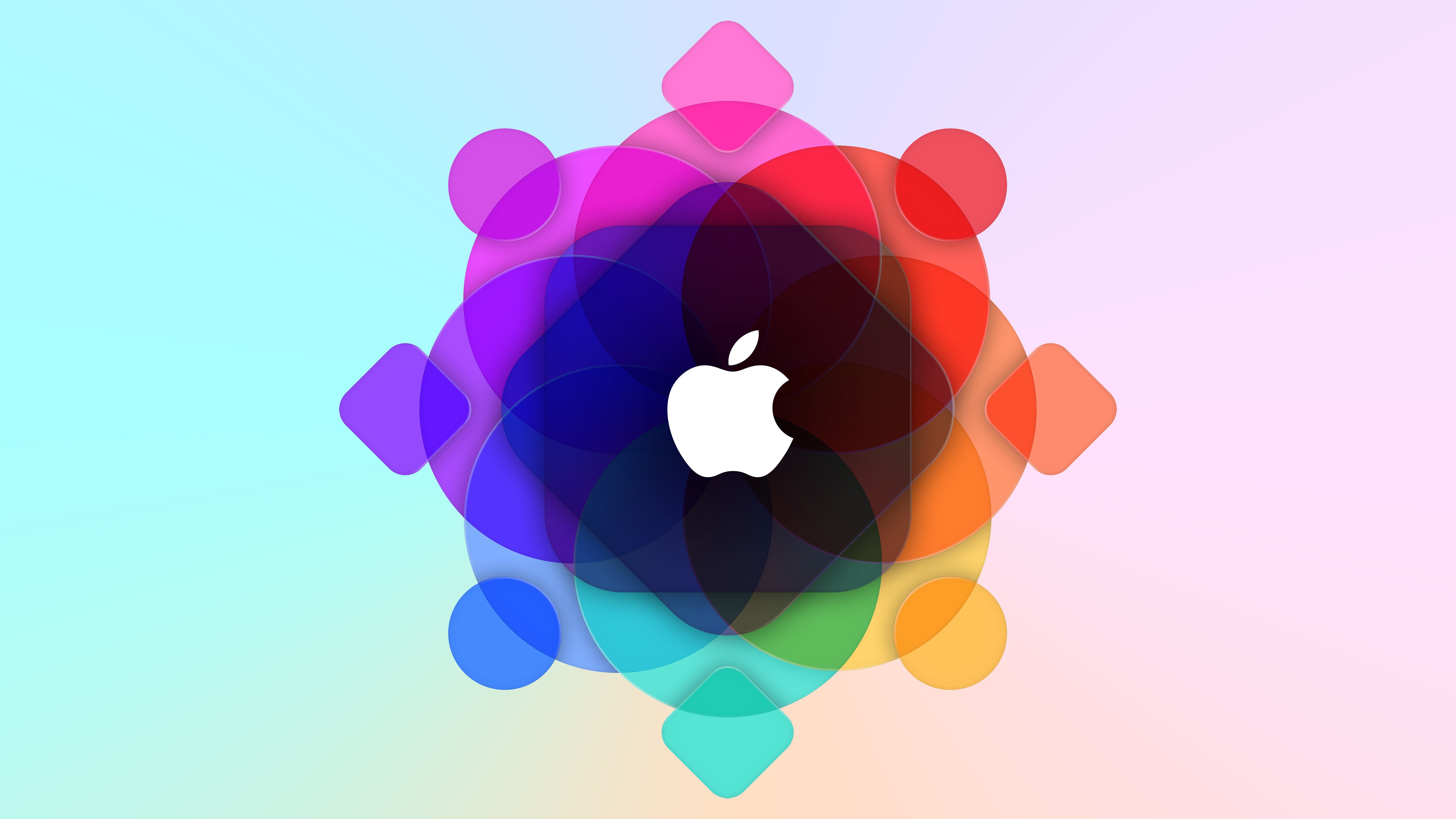 Logo da Apple, WWDC, Colorido, Fundo gradiente, 5K, Fundo pastel