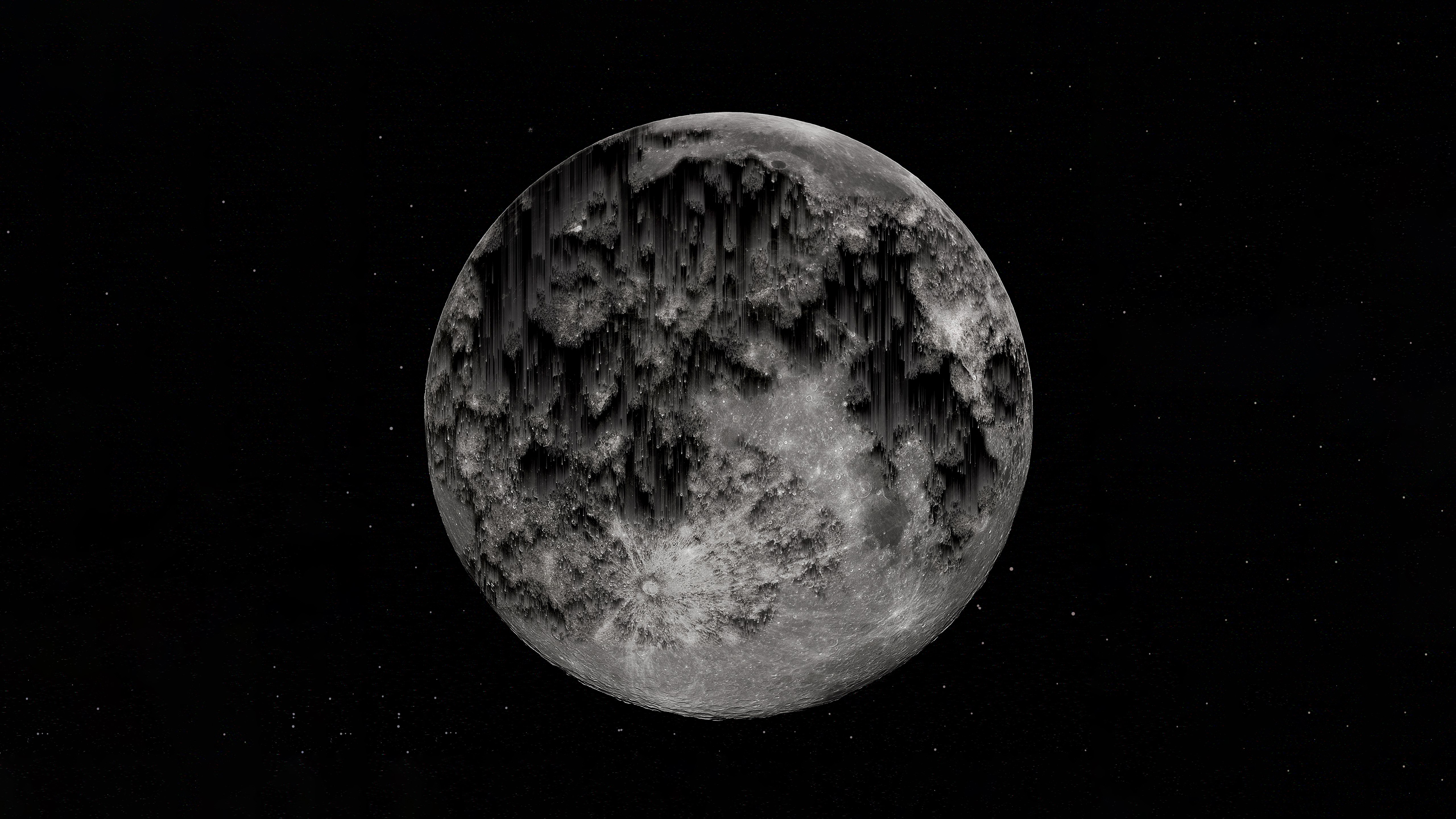 Lua cheia, CGI, Surreal, Espaço sideral, 5K, Fundo escuro