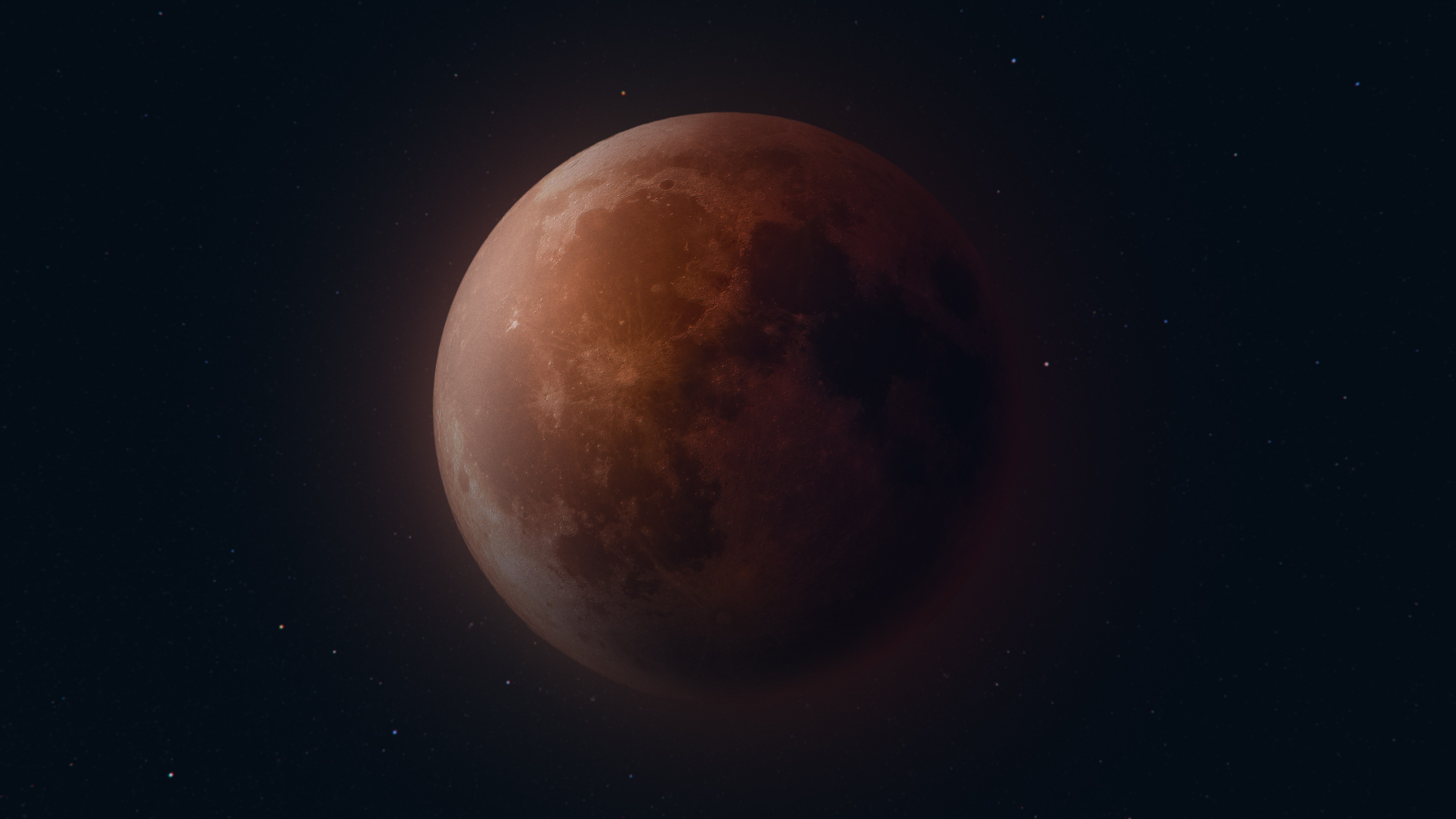 Lua de sangue, 5K, Eclipse lunar, Fundo escuro