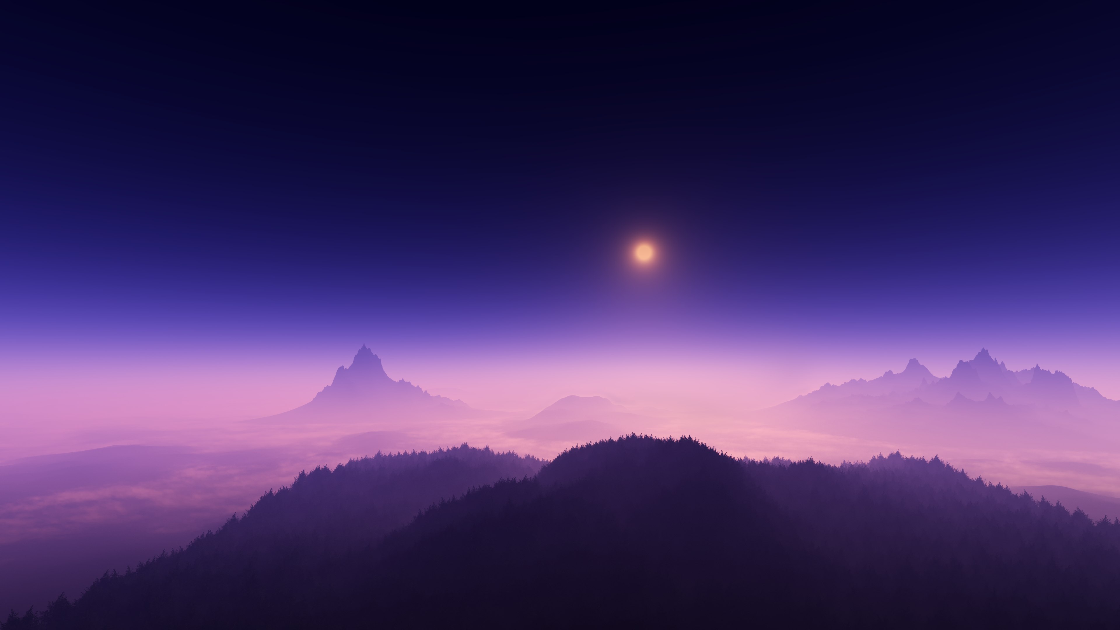 Luar, Nebuloso, Noite, Vista aérea, Paisagem