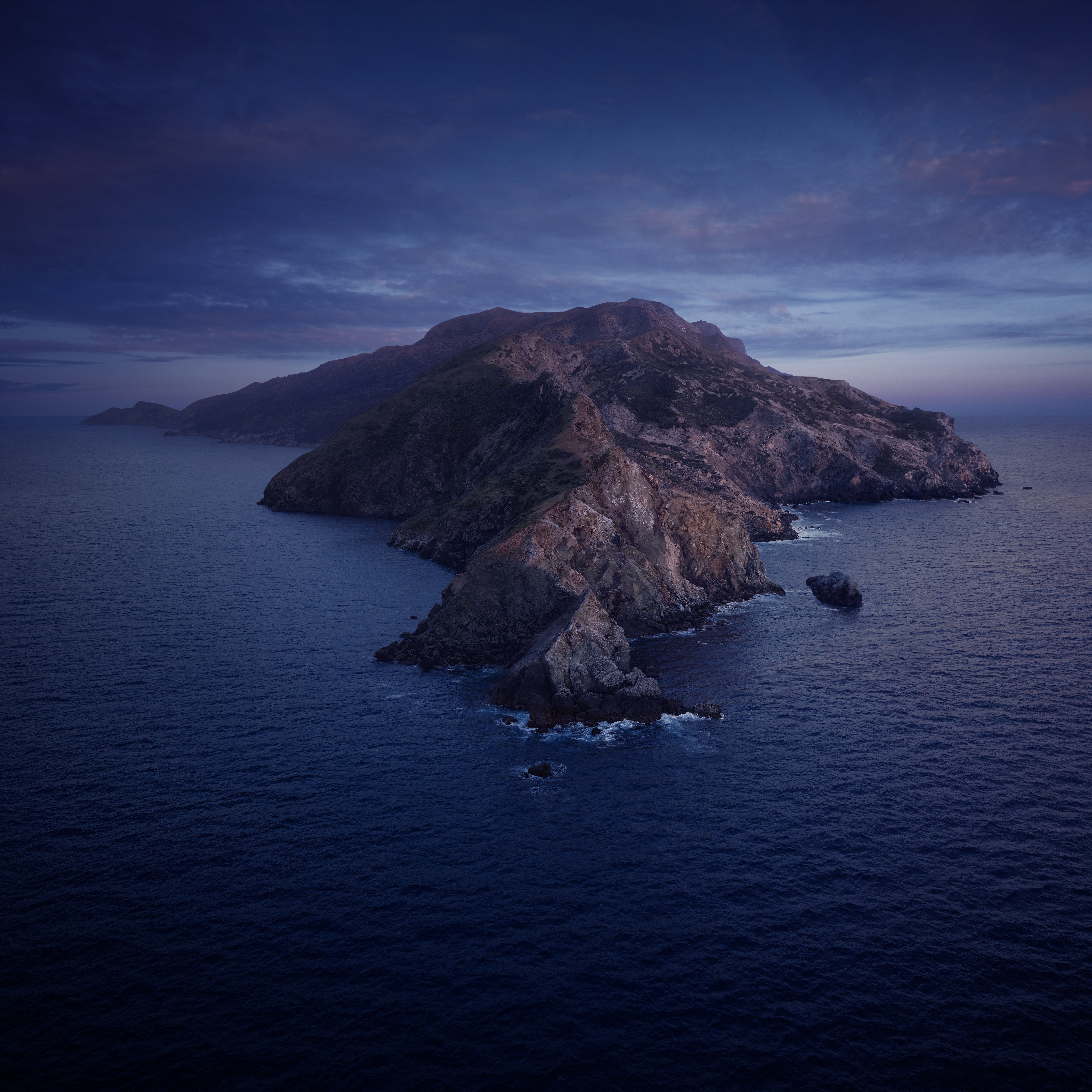 macOS Catalina, Frio, Montanhas, Ilha, Noite, Stock, 5K