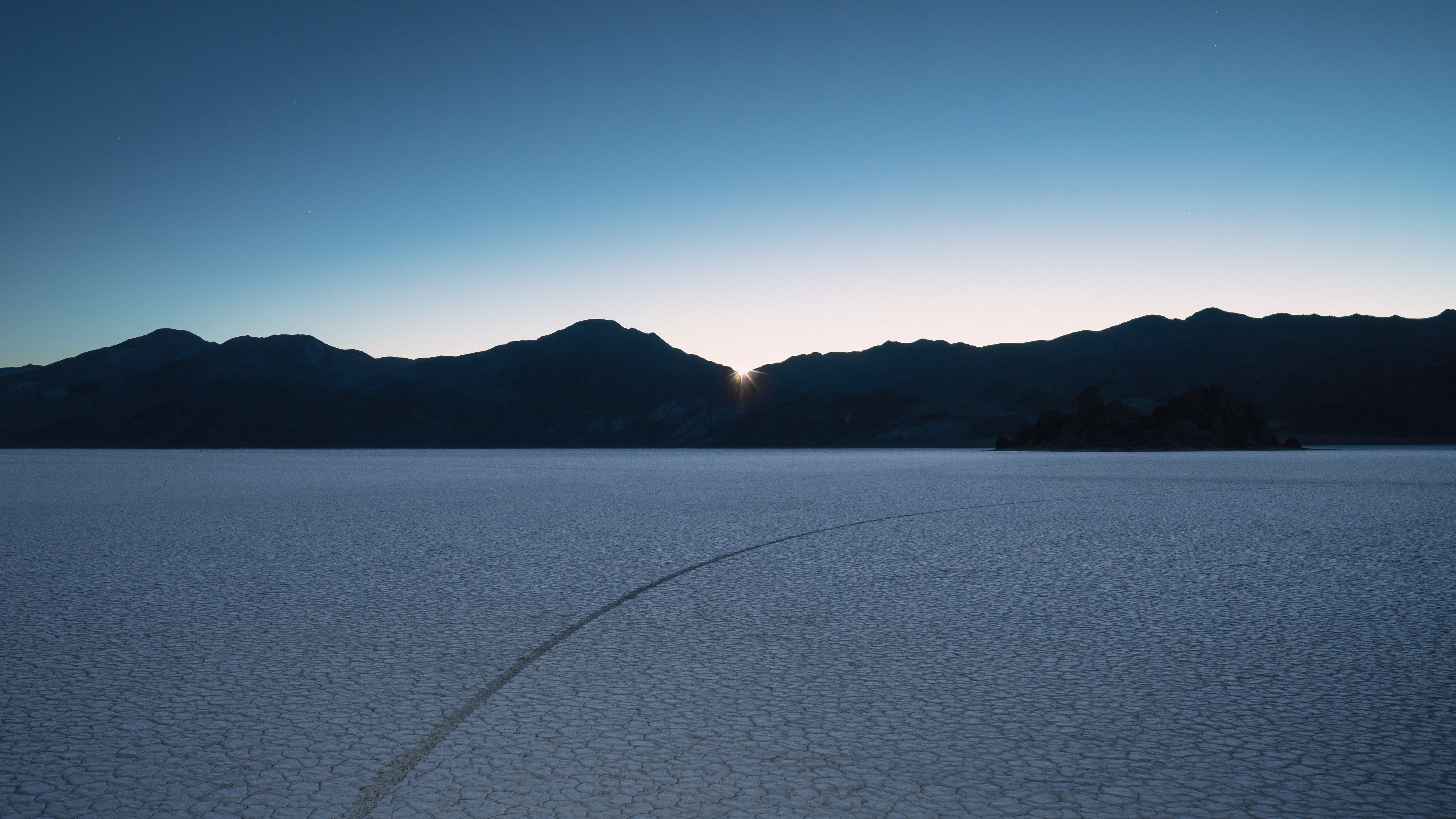 macOS Mojave, Deserto, Nascer do sol, Montanhas, Céu limpo, Panorâmico, Paisagem, 5K