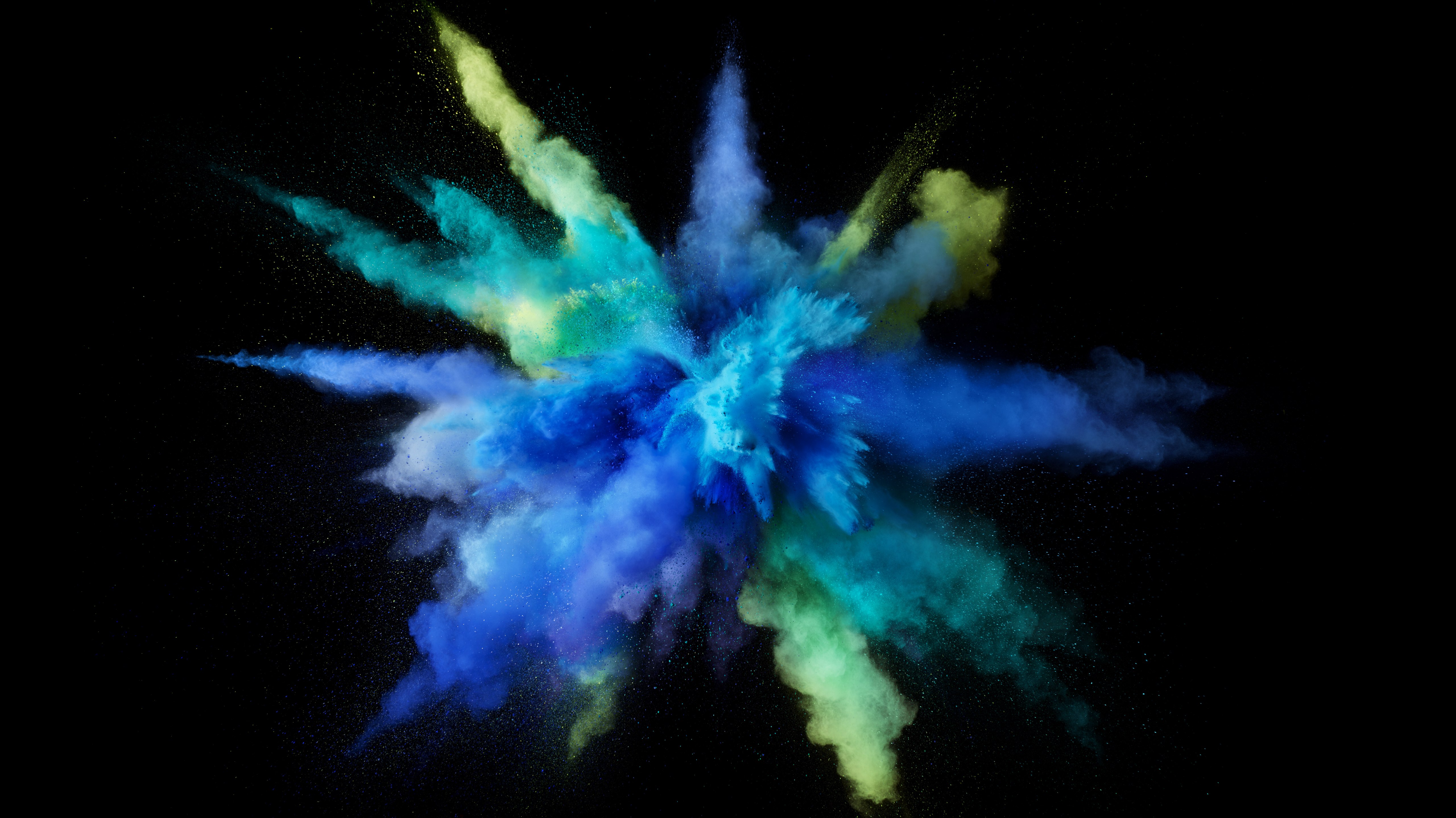 macOS Sierra, Respingo, Explosão de cores, Azul, Fundo preto, Stock, 5K