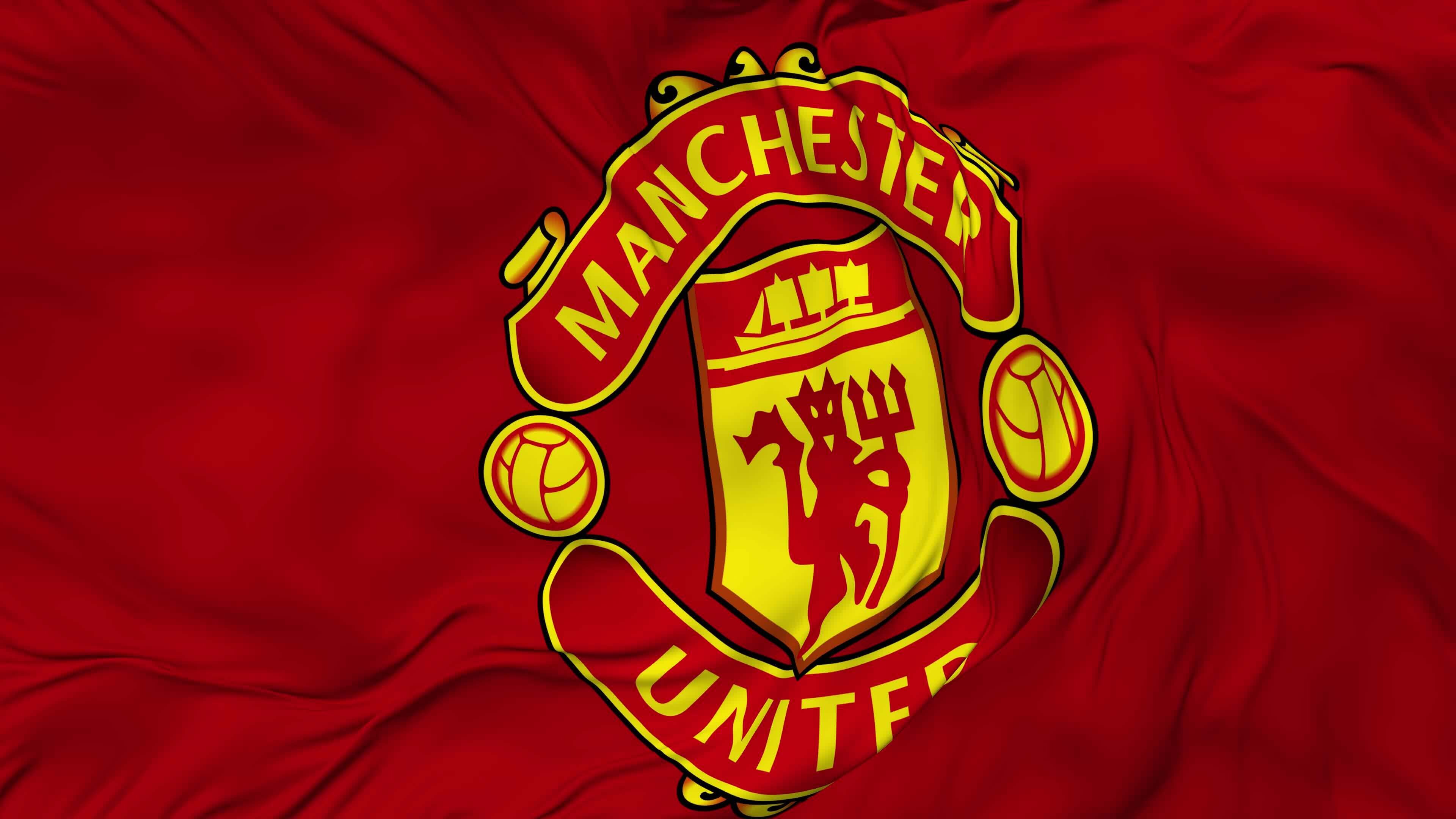 Manchester United, Bandeira, Clube de futebol, Fundo vermelho, Logo