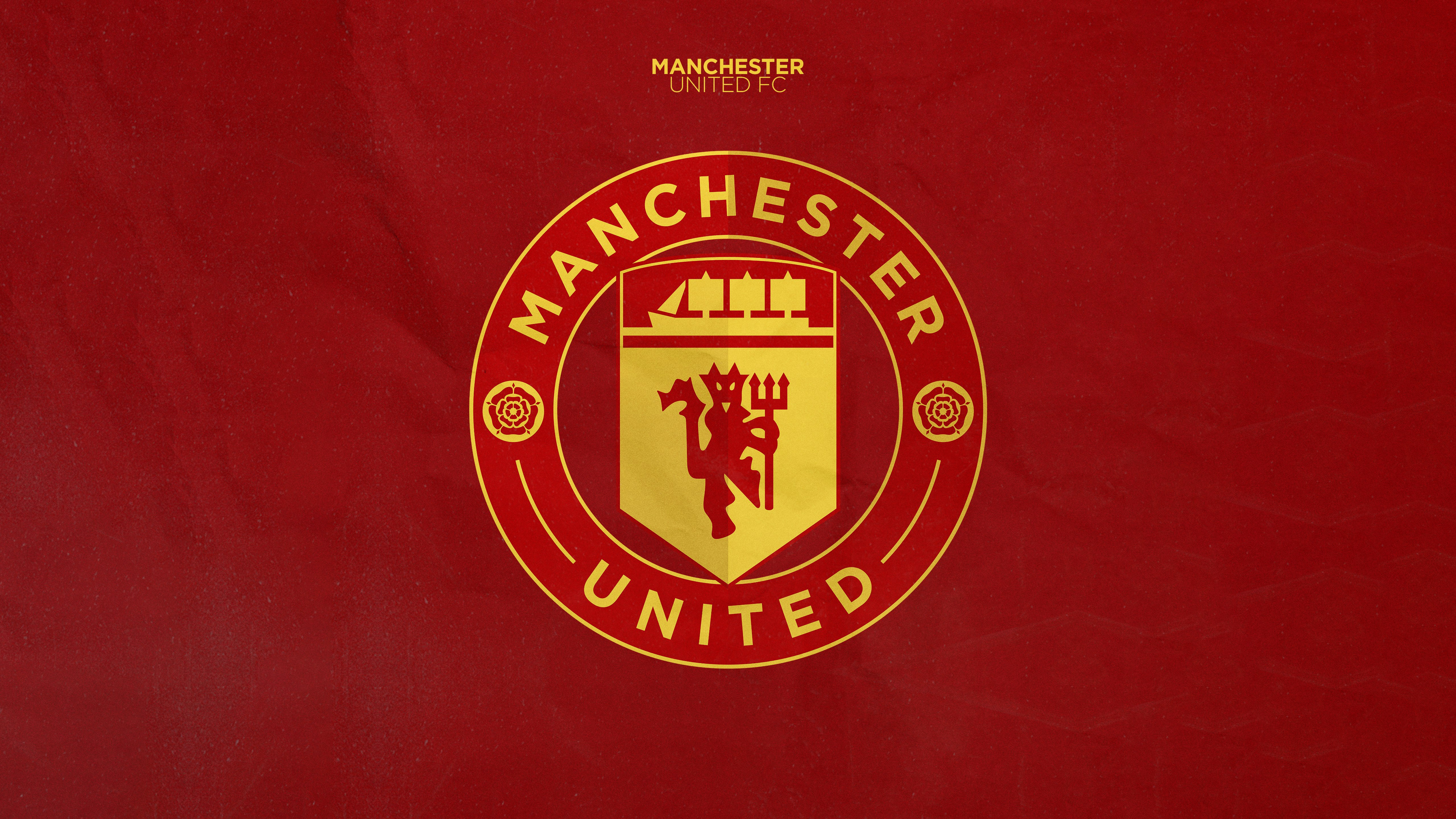 Manchester United, Clube de futebol, Fundo vermelho, Logo, 5K