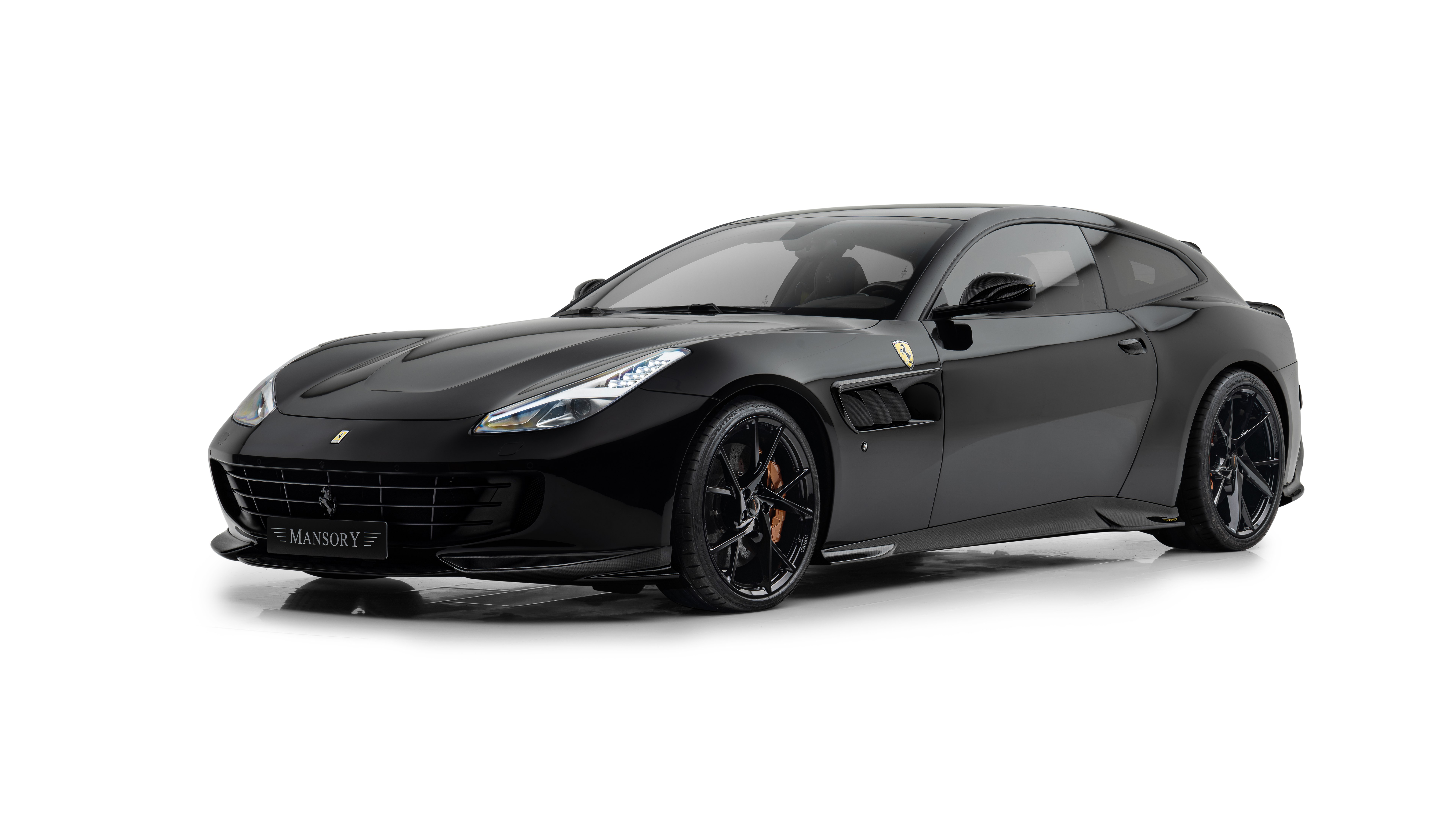 Mansory, Ferrari GTC4Lusso, 5K, 8K, Fundo branco, Carros pretos, 2024