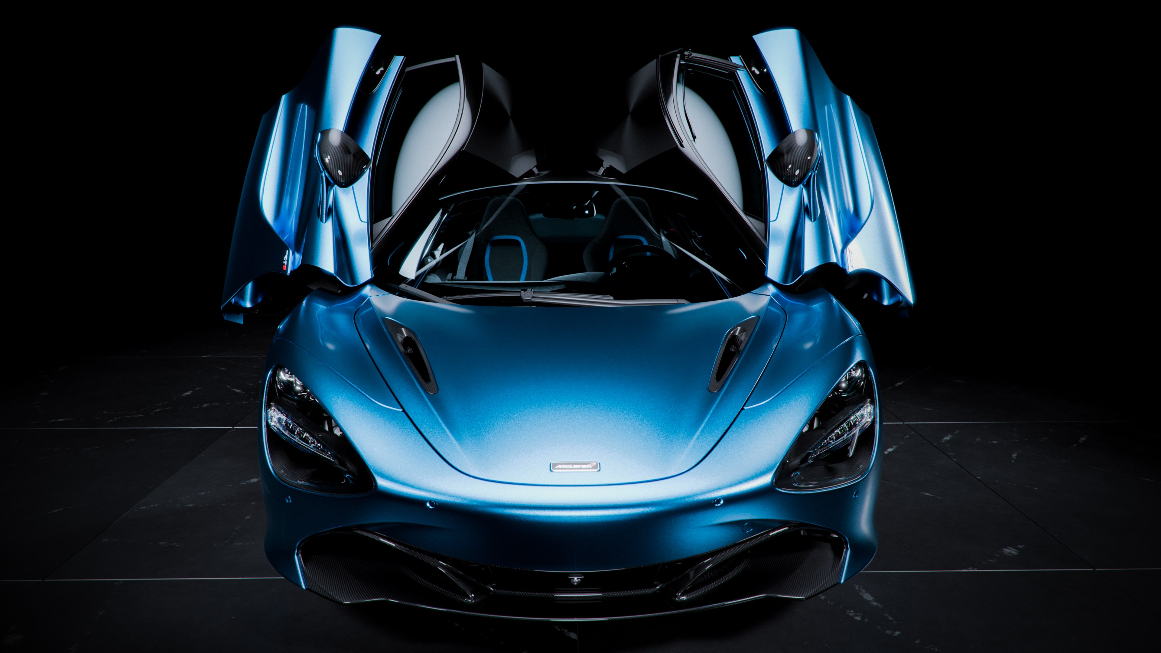 McLaren 720S, Fundo escuro, Carros esportivos