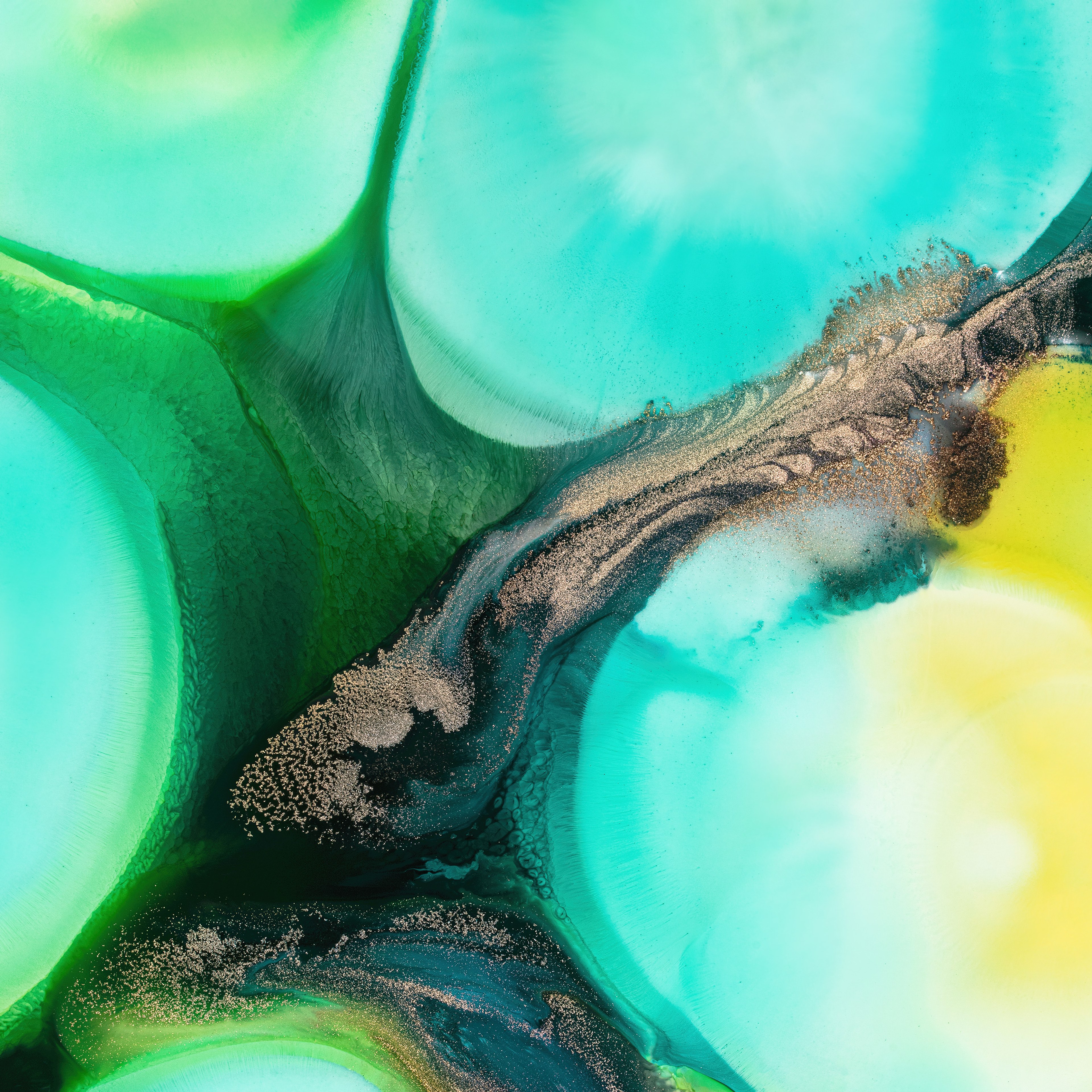 Mi Pad 5 Pro, Arte líquida, Fundo colorido, Macro, Stock, Verde